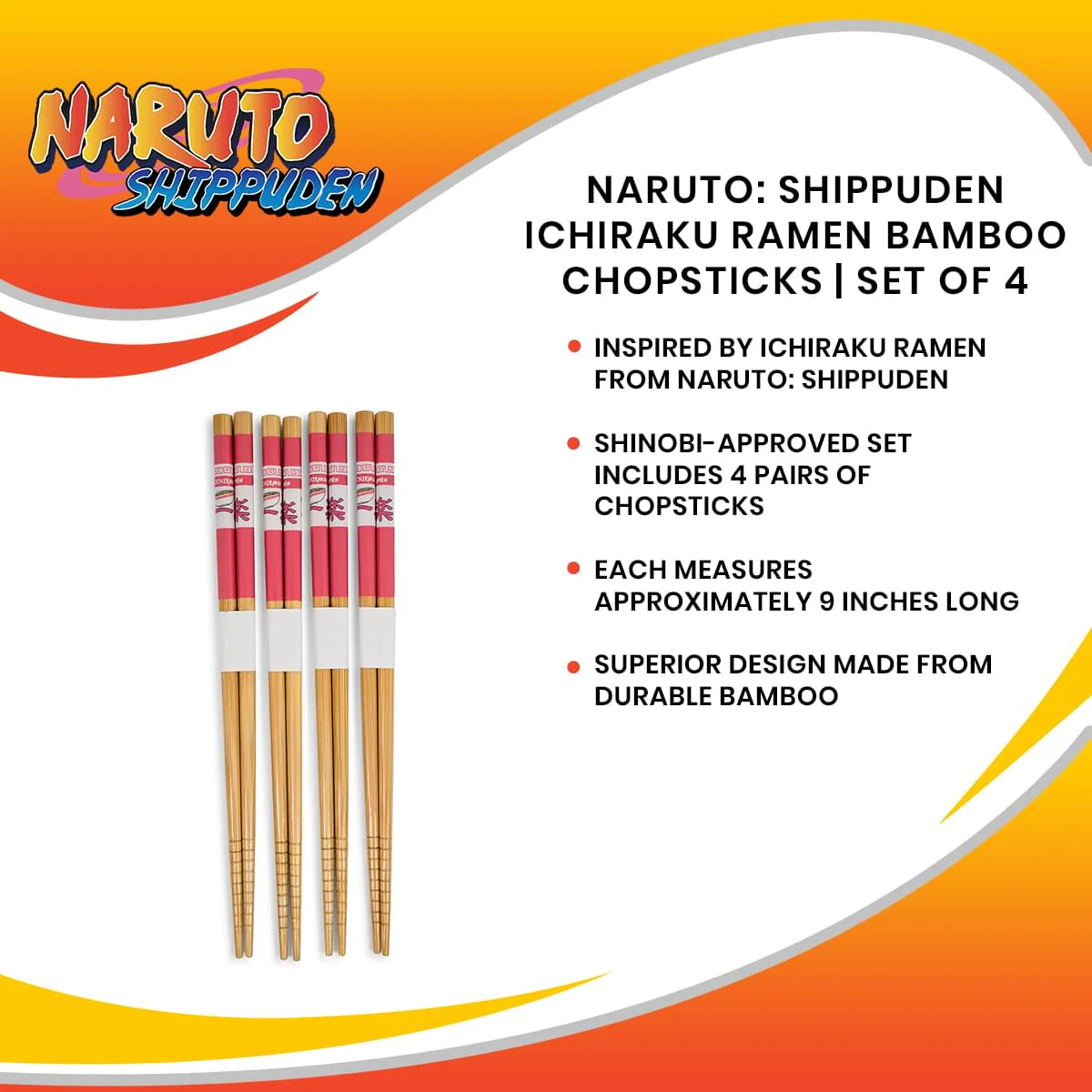 Naruto: Shippuden Ichiraku Ramen Bamboo Chopsticks | Set of 4 - Image 7