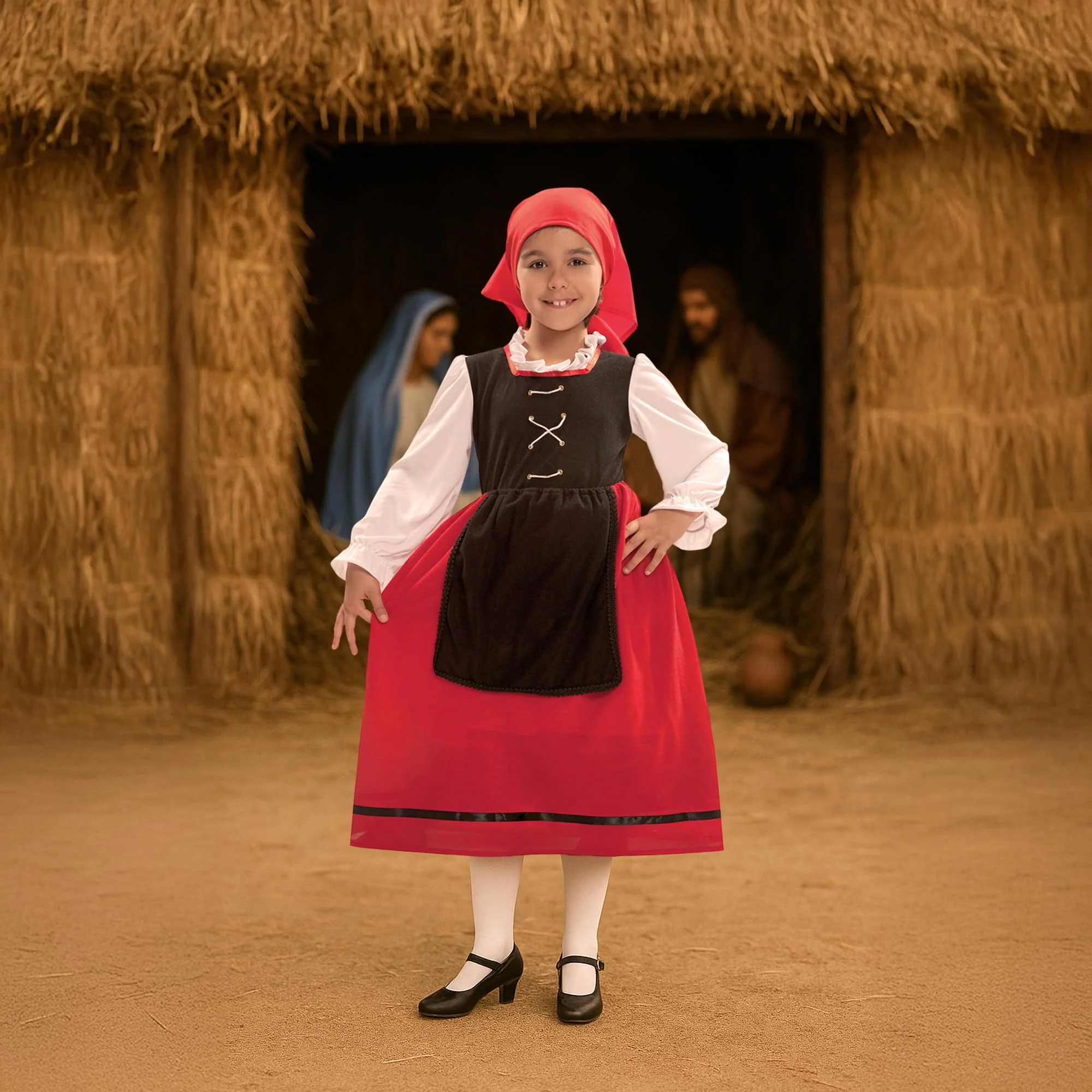 Nativity Scene Girl Villager Child Costume - Image 14