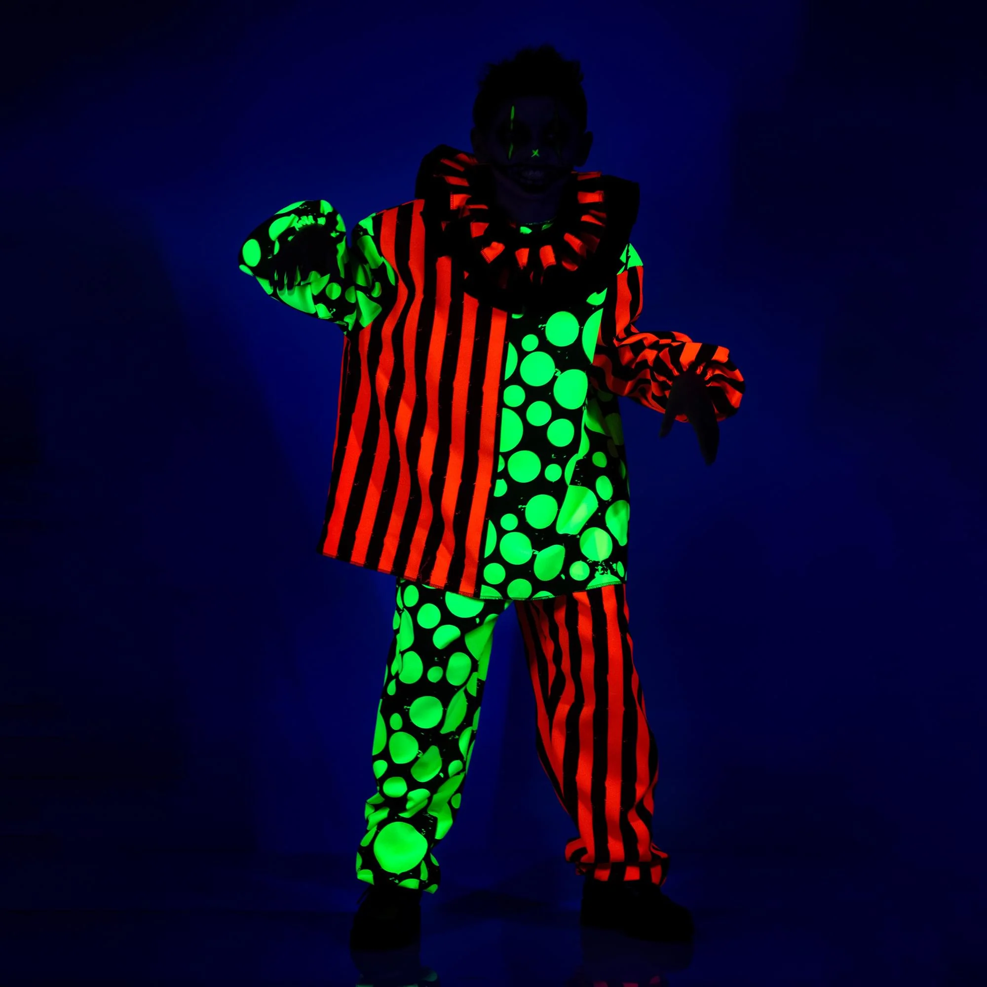 Neon Terror Blacklight Reactive Clown Child Costume - Image 8