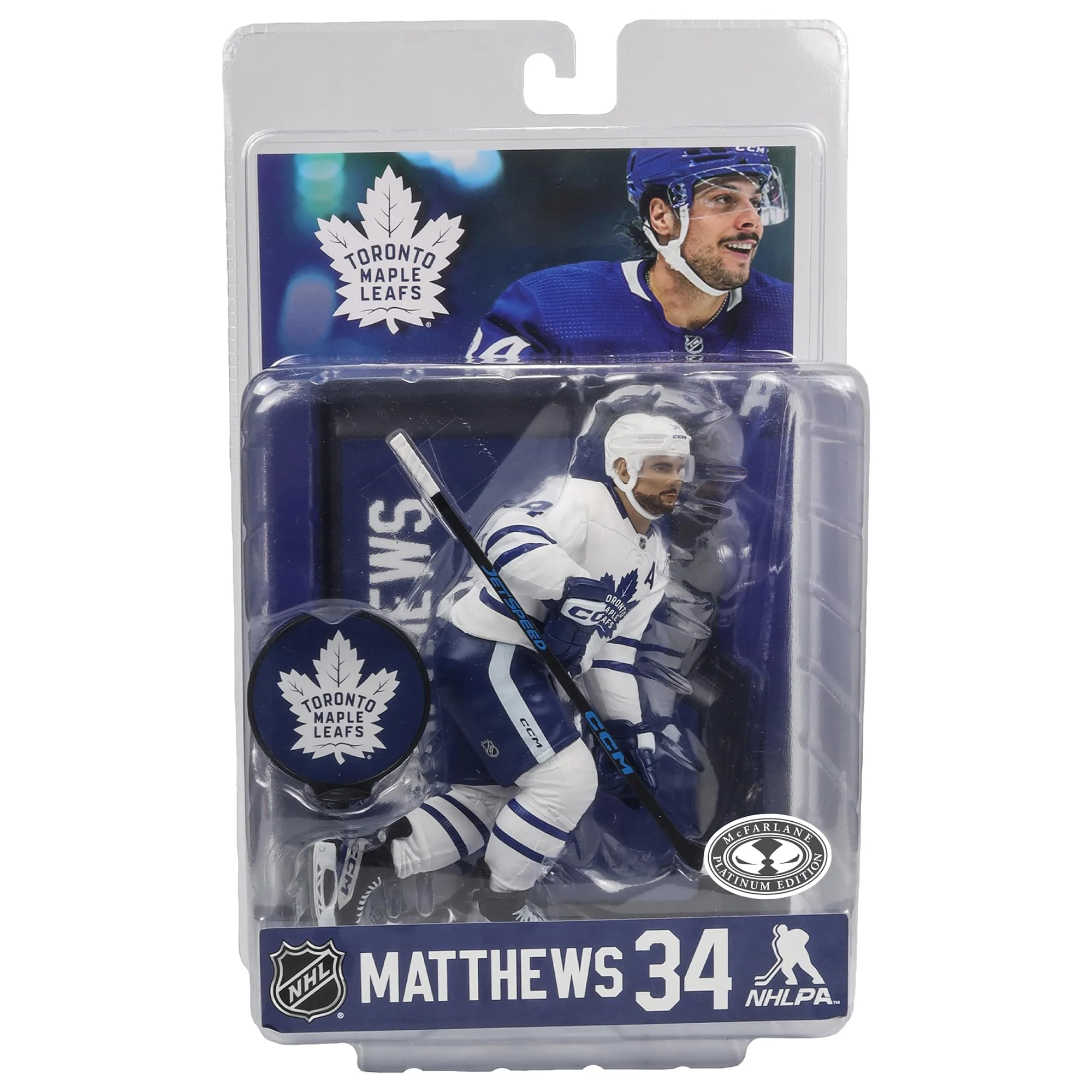 NHL McFarlane Sports Picks 7 Inch Chase Figure | Auston Matthews White Jersey - Image 2