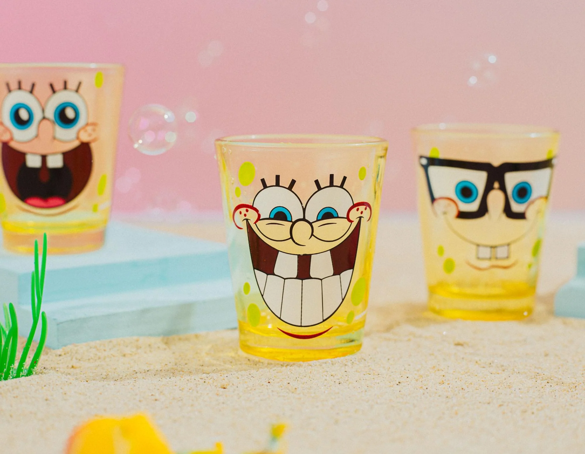 Nickelodeon SpongeBob Faces 2-Ounce Mini Glasses | Set of 4 - Image 5