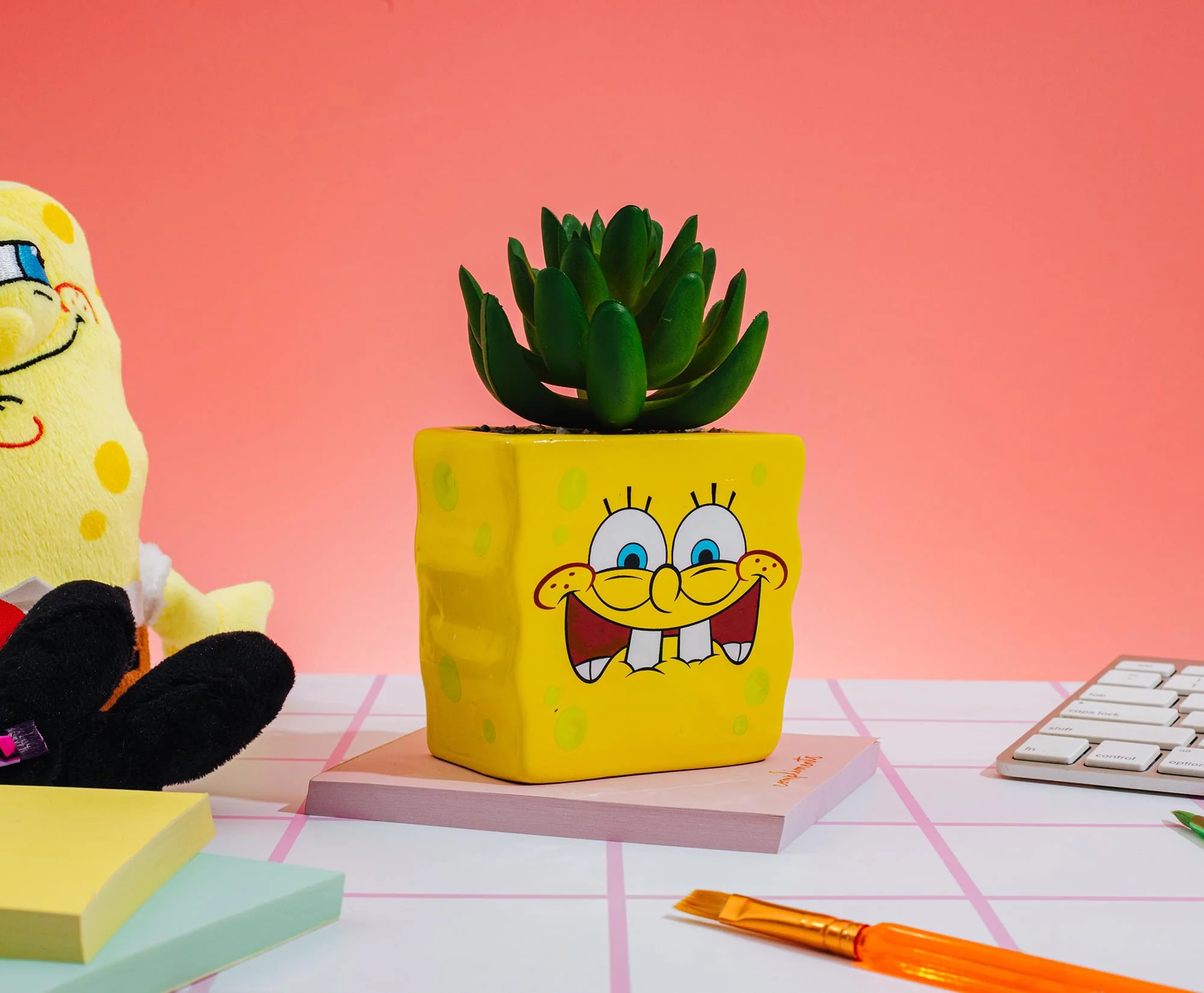 Nickelodeon SpongeBob SquarePants Face Mini Planter With Artificial Succulent - Image 4