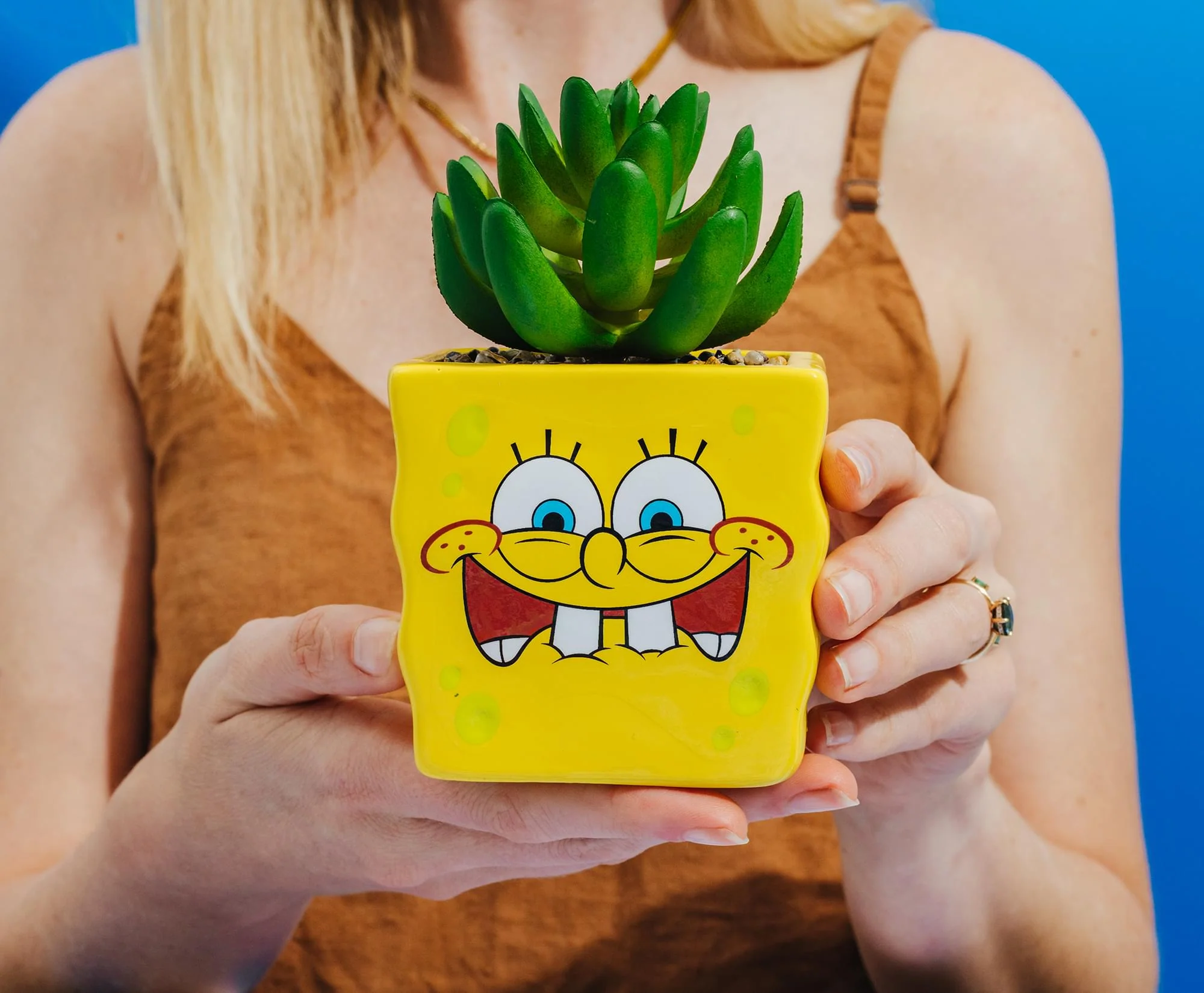 Nickelodeon SpongeBob SquarePants Face Mini Planter With Artificial Succulent - Image 8