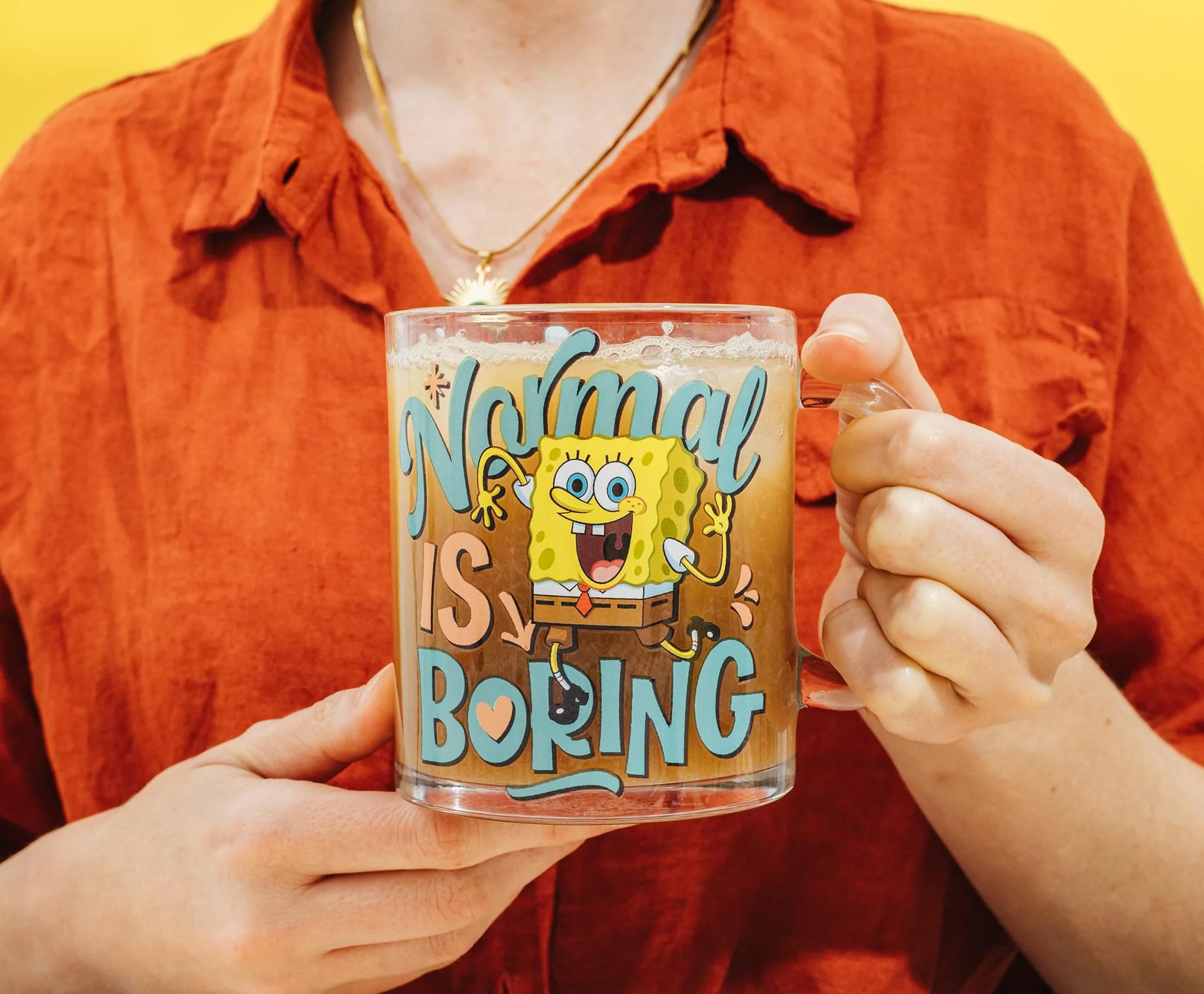 Nickelodeon SpongeBob SquarePants "Normal Is Boring" Glass Mug | Holds 18 Ounces - Image 6