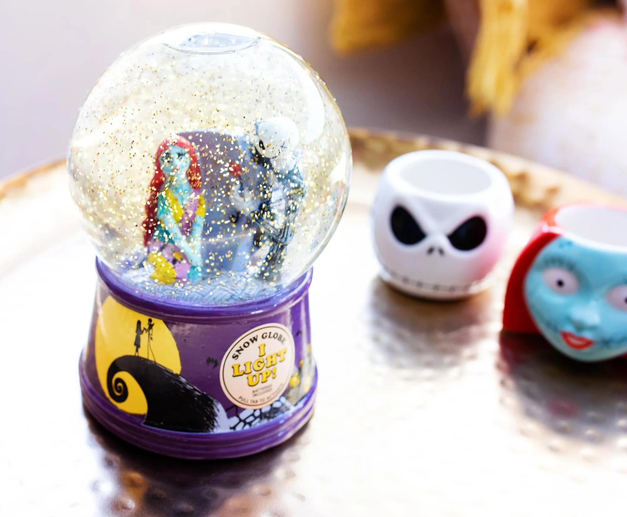 Disney Nightmare Before Christmas Jack & Sally Light-Up Snow Globe | 6 Inches - Image 3