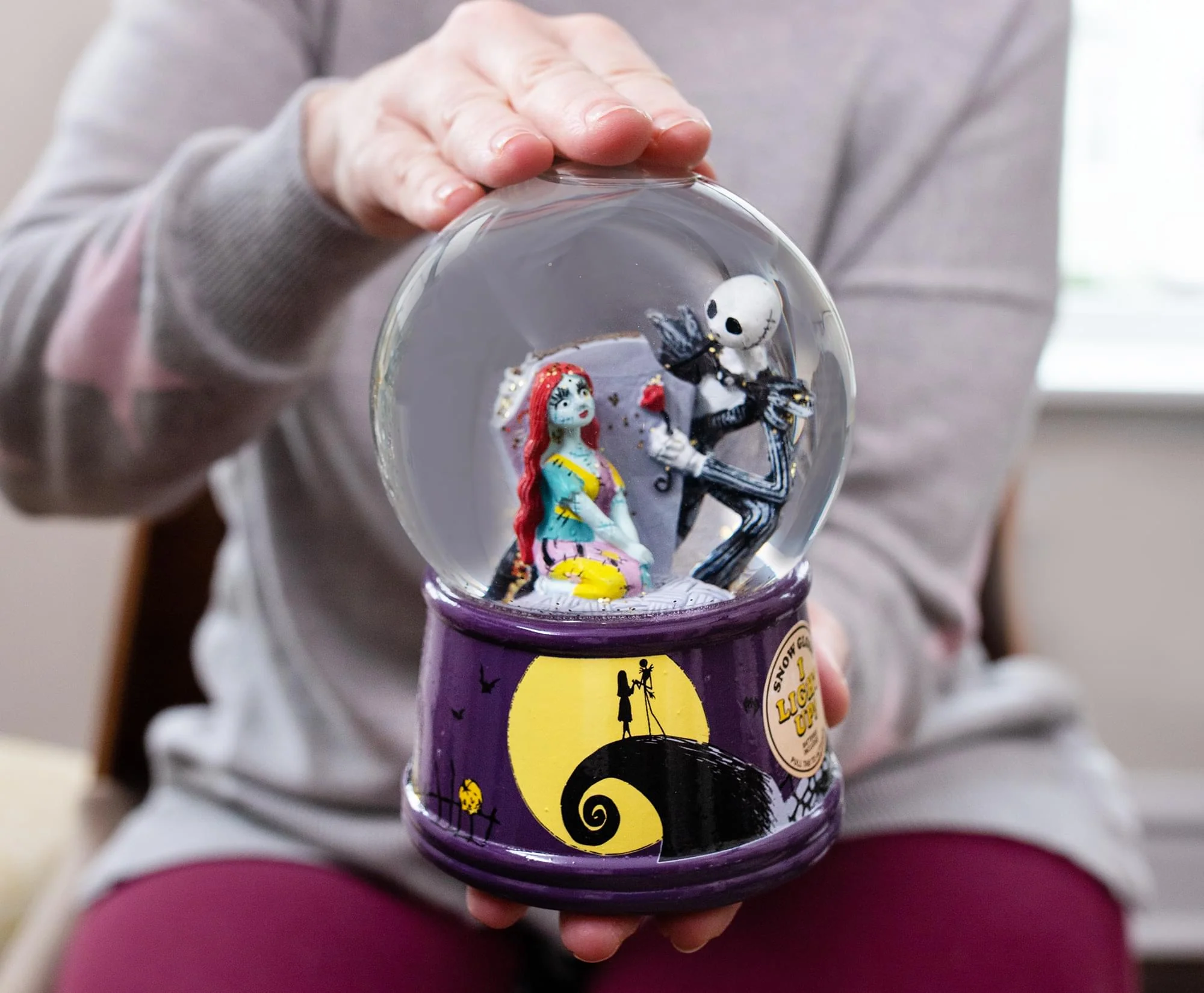 Disney Nightmare Before Christmas Jack & Sally Light-Up Snow Globe | 6 Inches - Image 4