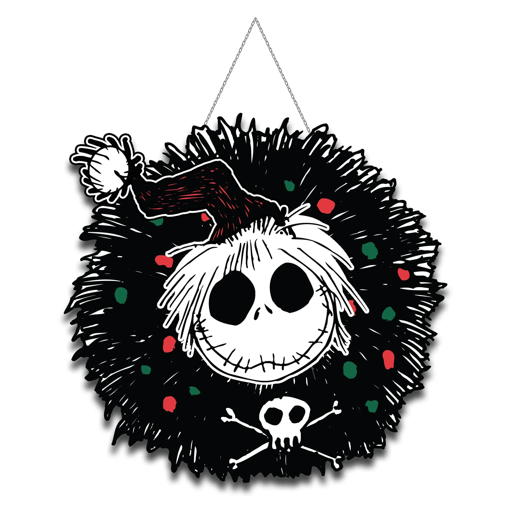 Nightmare Before Christmas Jack Wreath Hanging MDF Wall Art