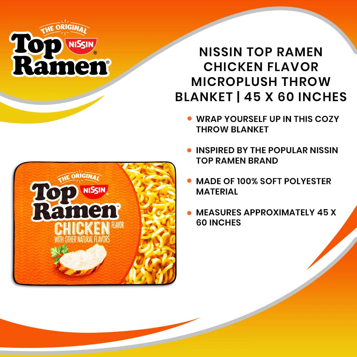 Nissin Top Ramen Chicken Flavor Microplush Throw Blanket | 45 x 60 Inches - Image 7