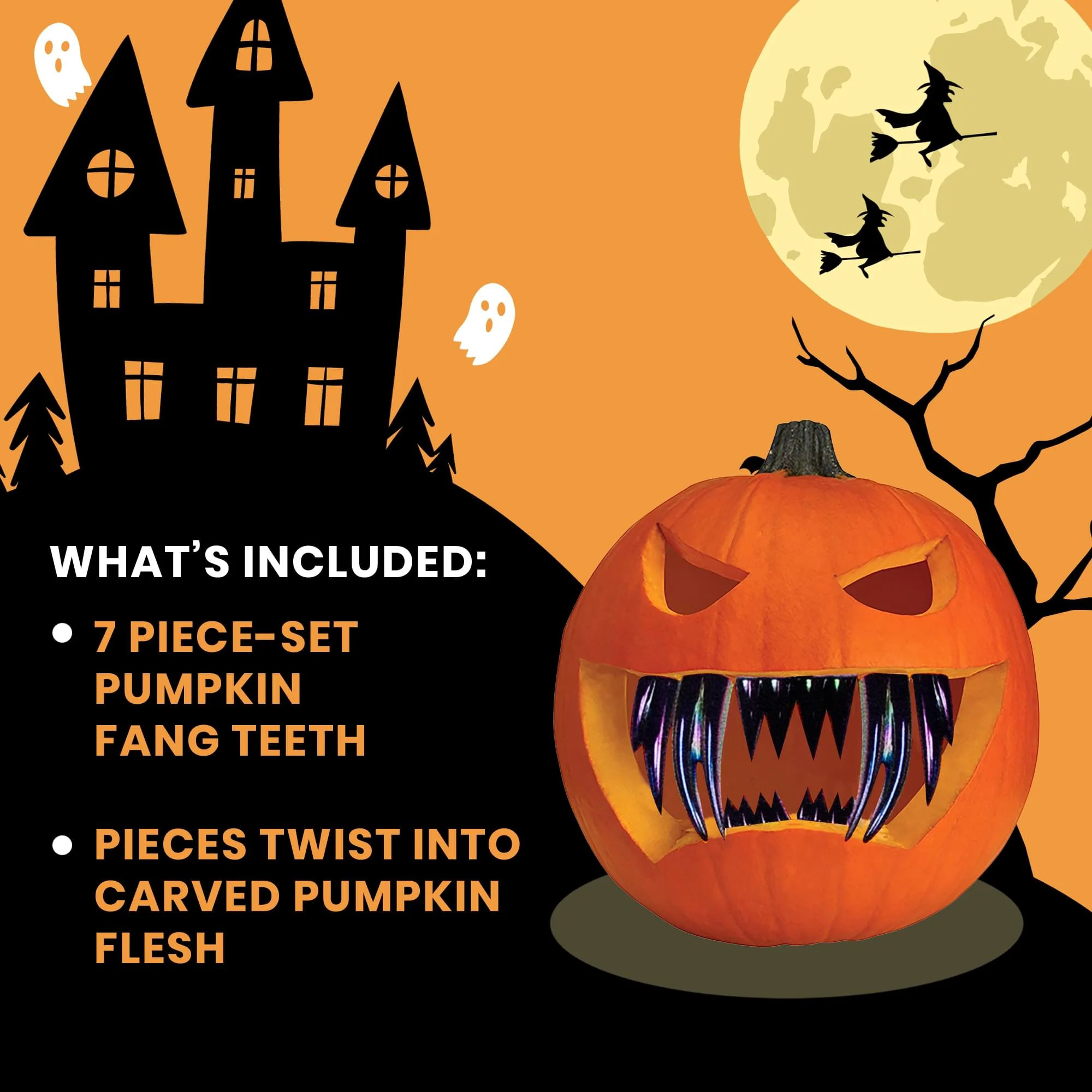 Oil Slick Pumpkin Decorating Teeth | Fangs - Image 4