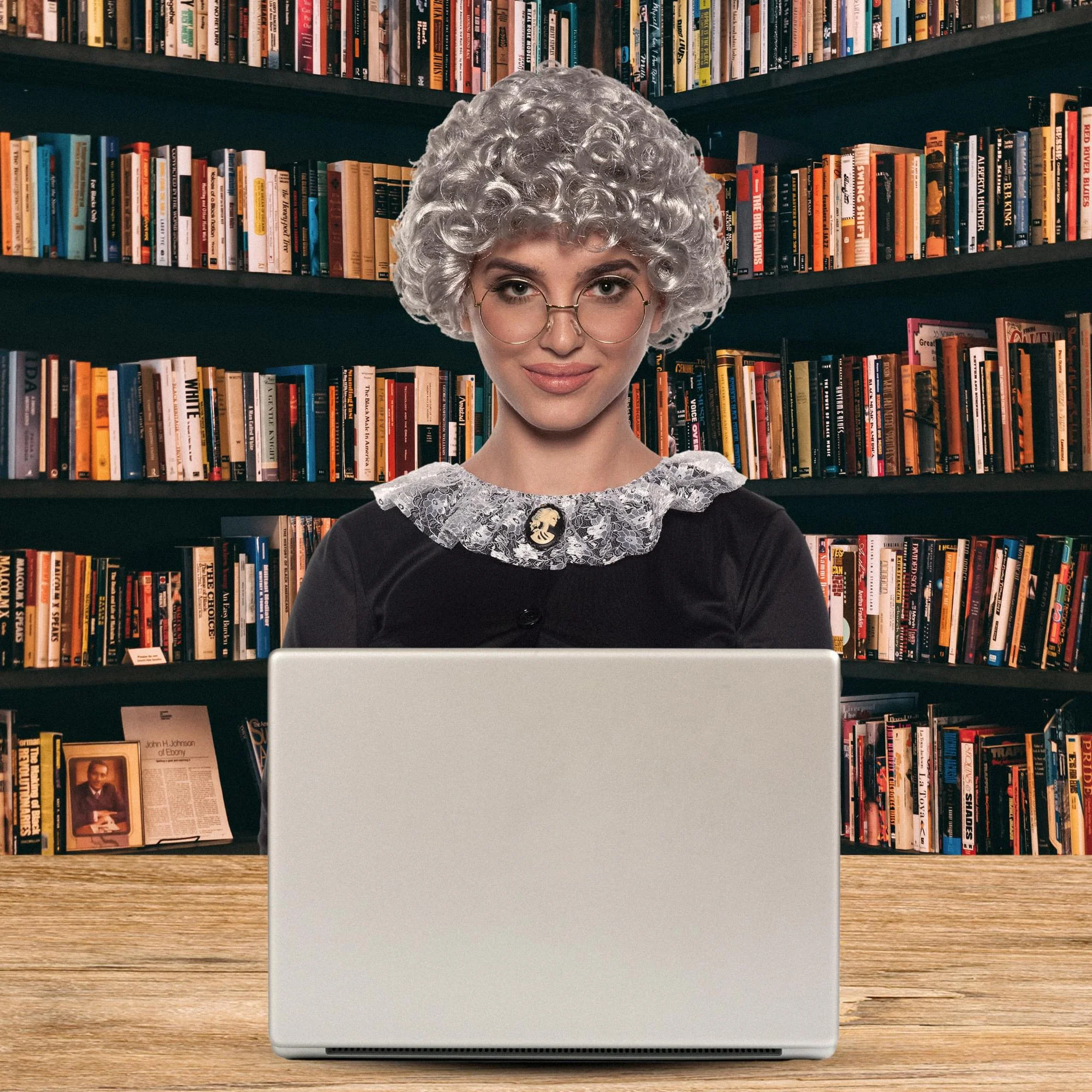 Old Lady Curls Adult Costume Wig - Image 2