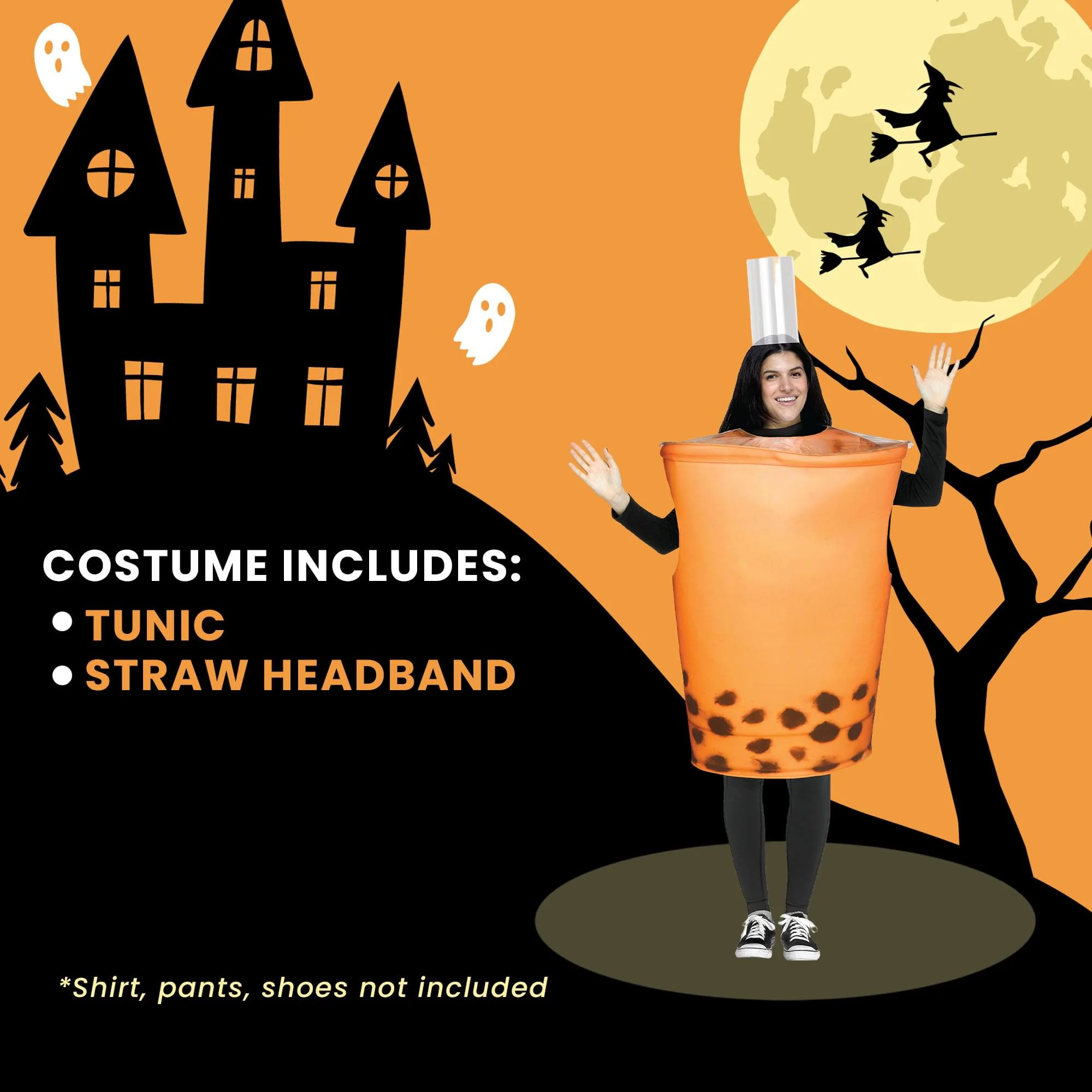 Orange Bubble Tea Adult Costume | One Size Fits Most - Image 7