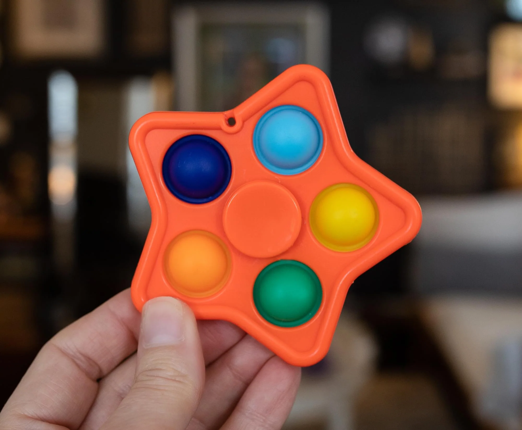 Pop Fidget Toy Spinner Orange Star 5-Button Bubble Popping Game - Image 6