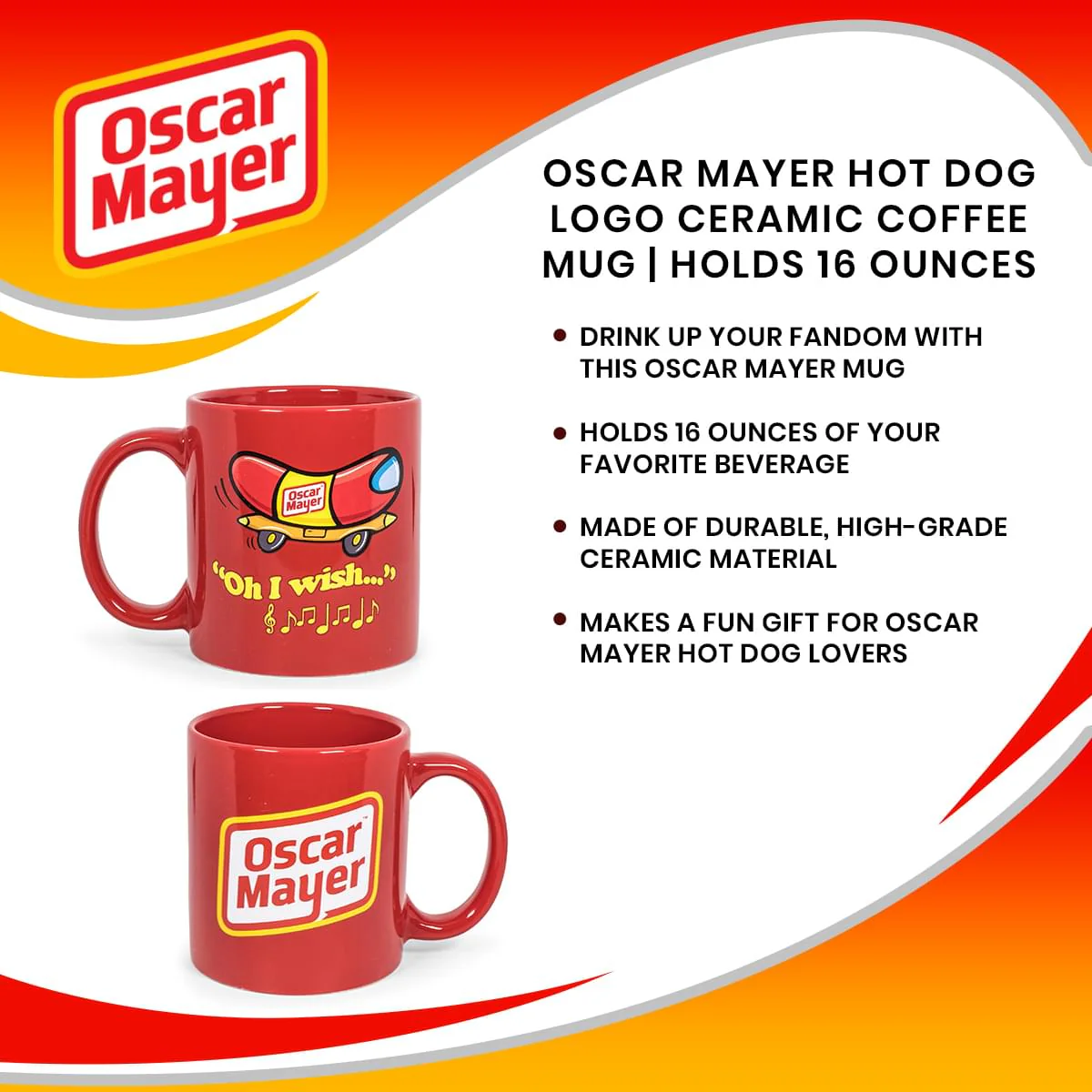 Oscar Mayer Hot Dog Logo Ceramic Coffee Mug | Holds 16 Ounces - Image 7