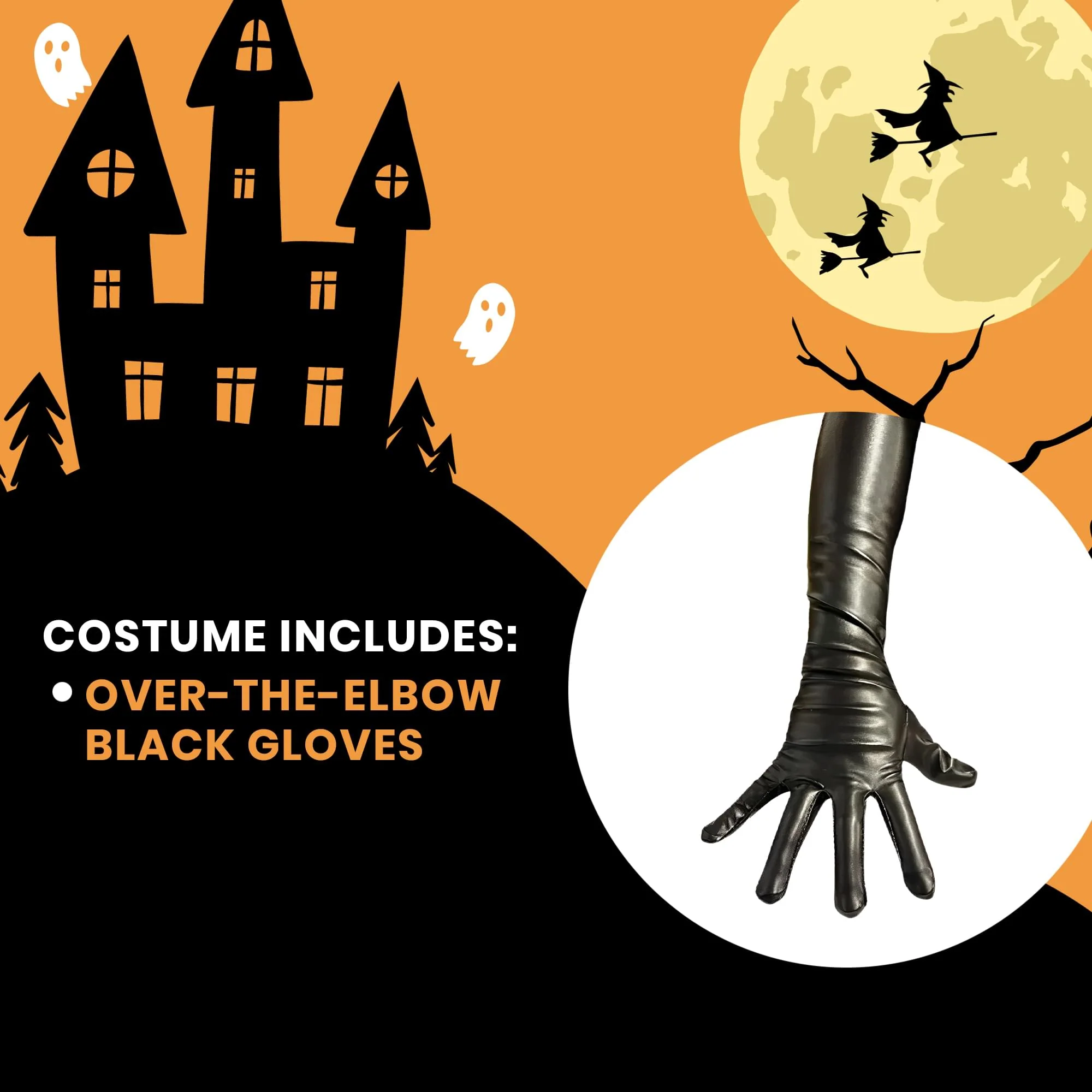 Over-The-Elbow 23 Inch Leatherlike Adult Costume Gloves | Black - Image 4