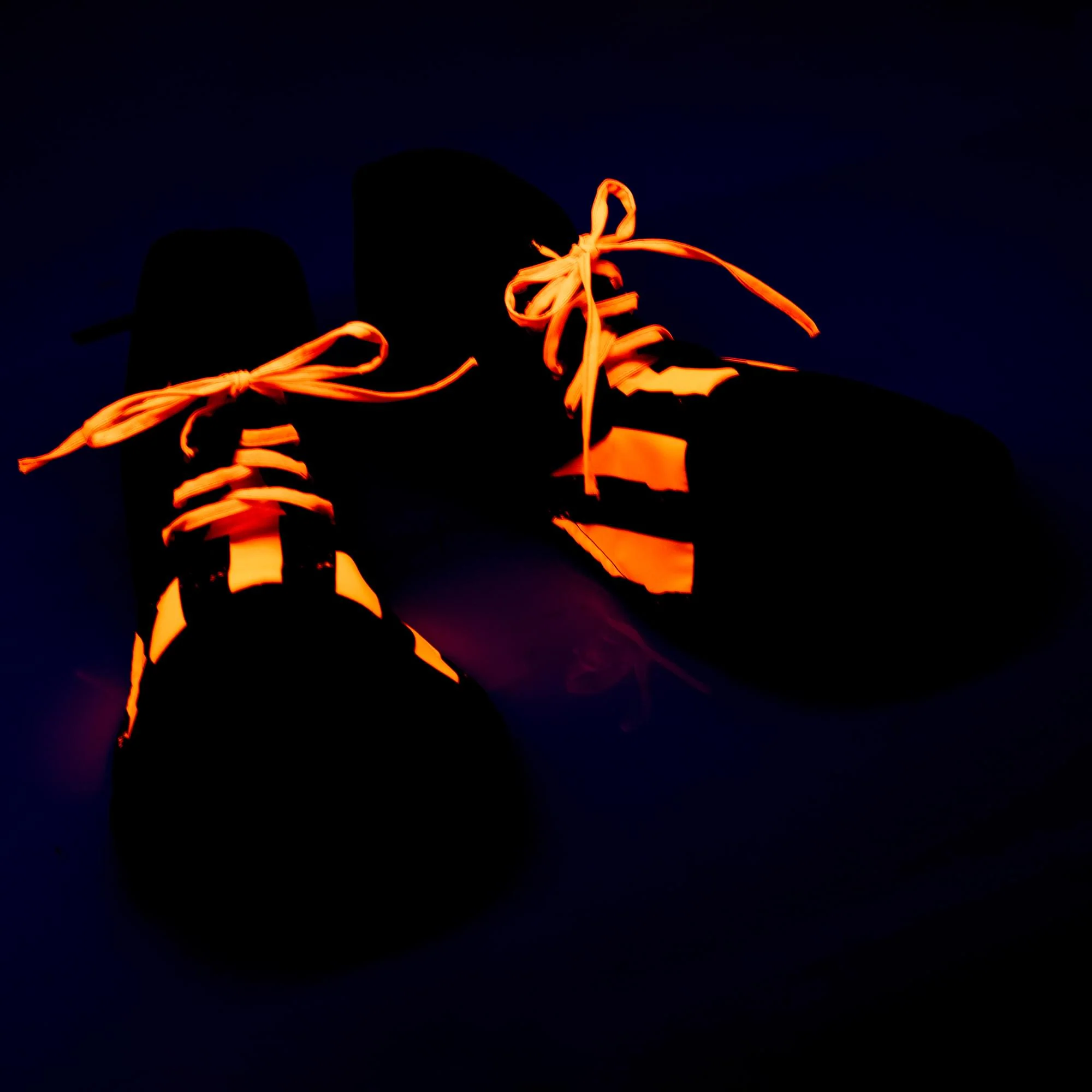 Oversized Blacklight Reactive Black & Orange Clown Adult Costume Shoes - Image 2