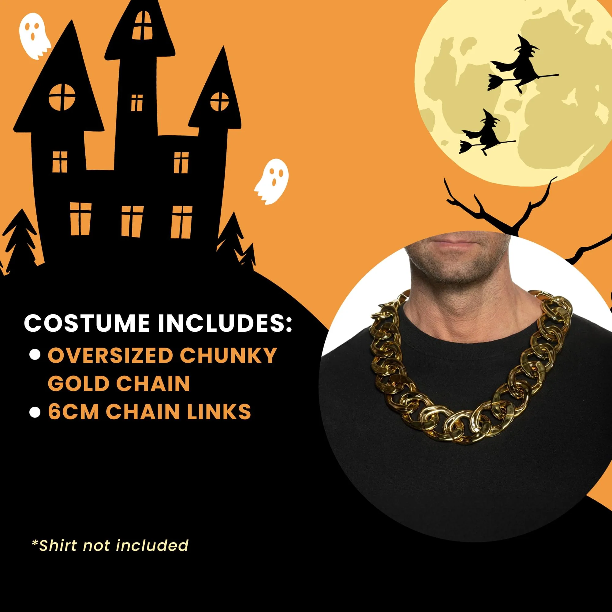 Oversized Chunky Gold Chain Adult Costume Accessory - Image 4