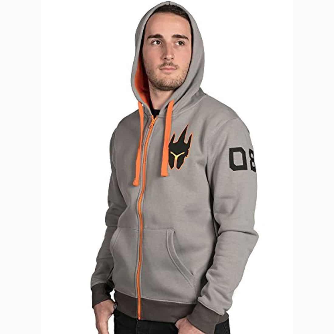 Overwatch Ultimate Reinhardt Zip-Up Hoodie | Light Grey - Image 2