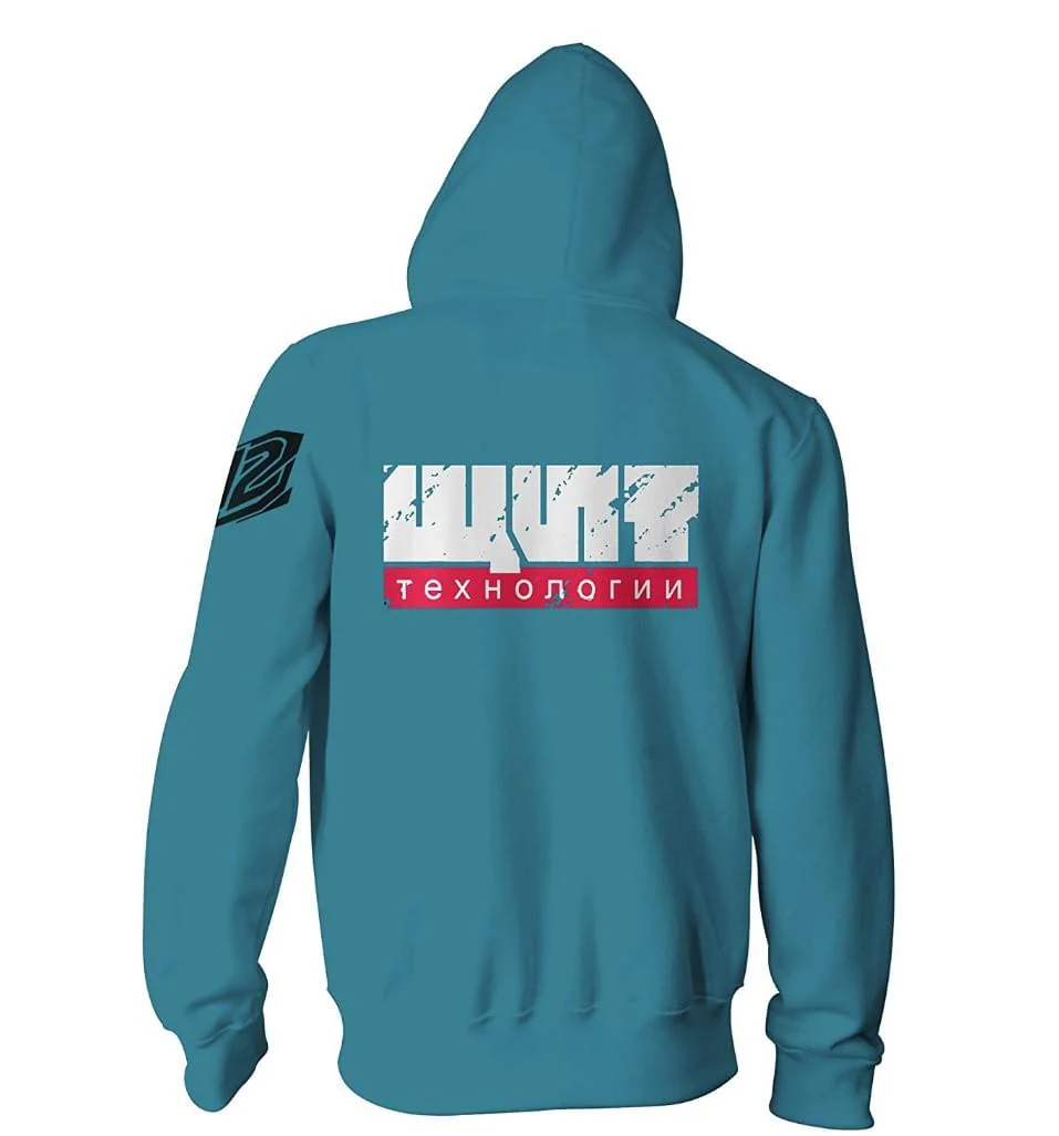 Overwatch Ultimate Zarya Blue/Red Zip-Up Hoodie - Image 2