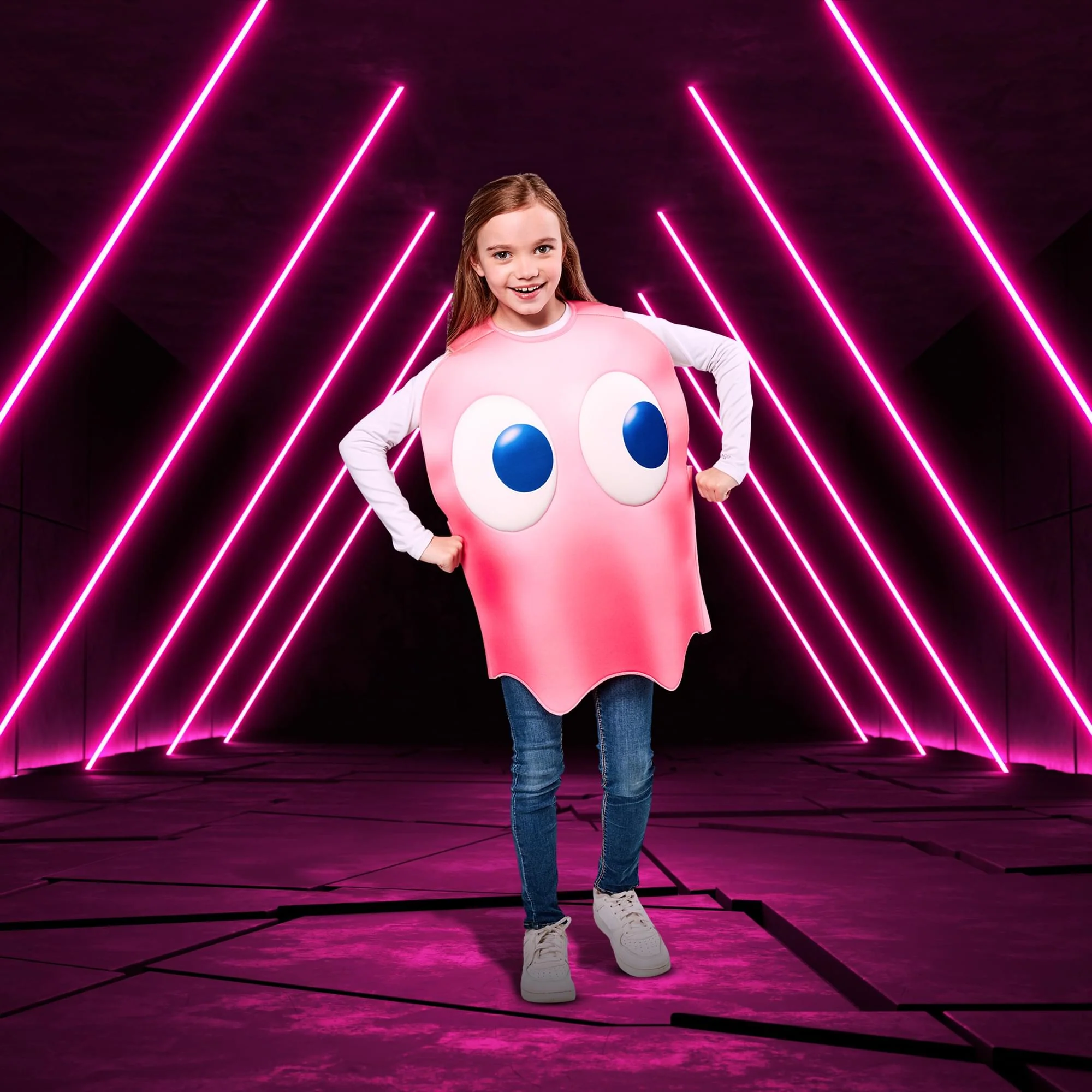 PAC-MAN PINKY Ghost Child Costume | One Size - Image 2