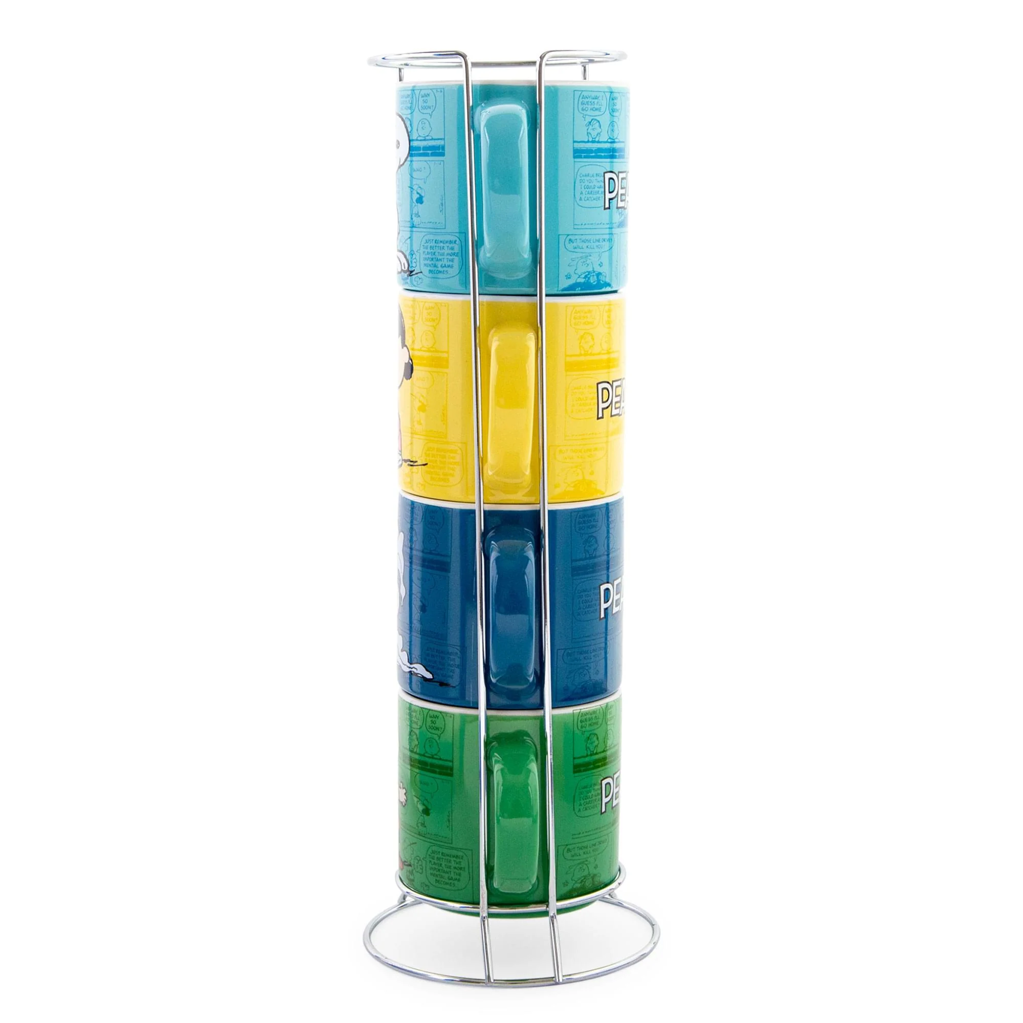 Peanuts Characters Ceramic Stacking Mug Set With Rack | Each Holds 10 Ounces - Image 2