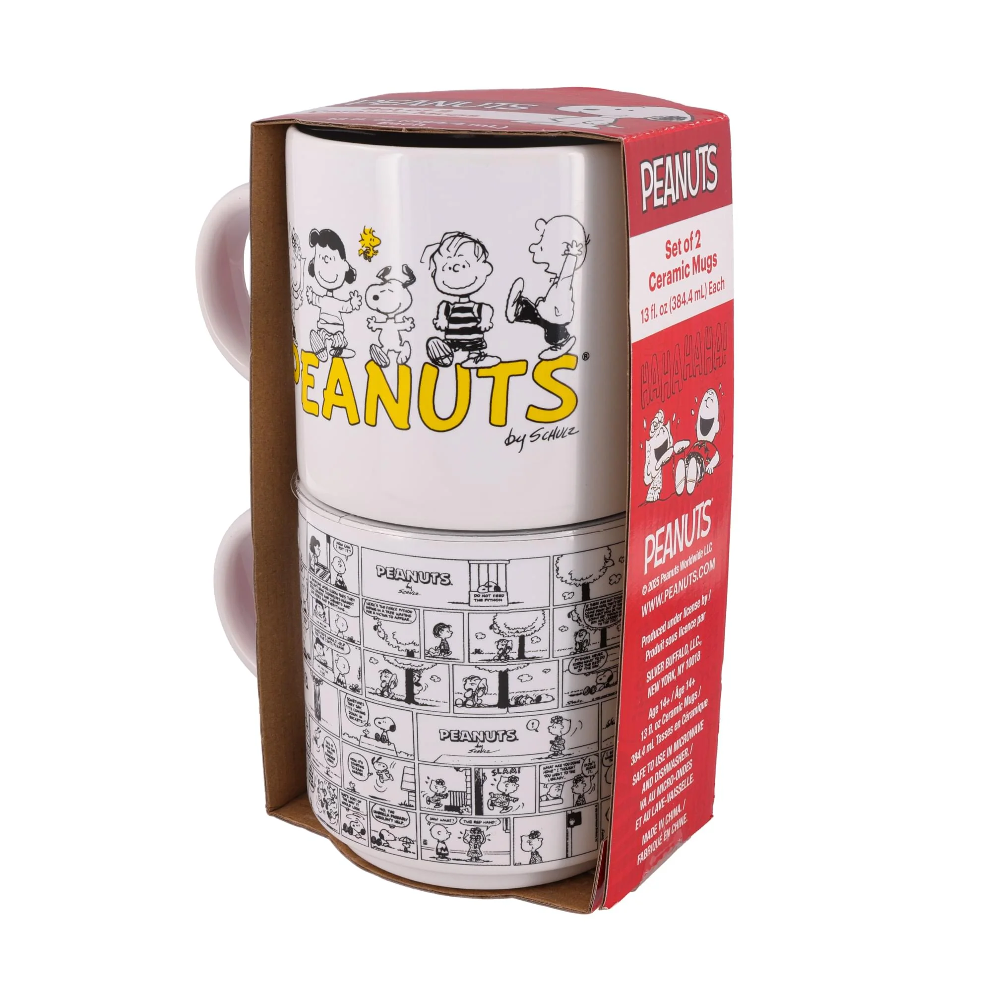 Peanuts Comic Panels 2-Piece Ceramic Stackable Mug Set | Each Holds 13 Ounces - Image 2