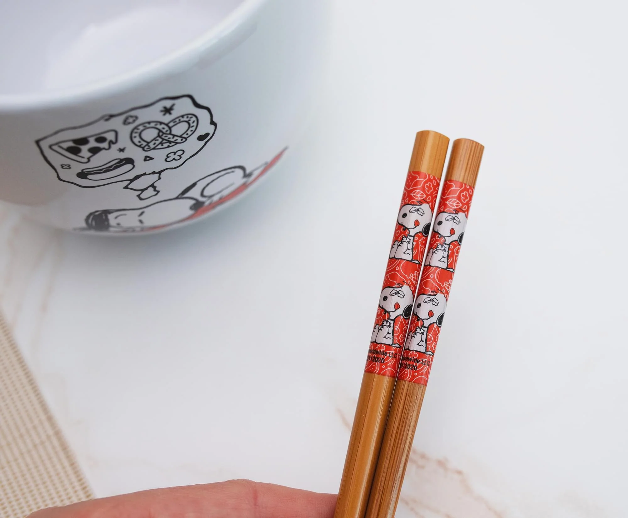 Peanuts "Munch Time" 20-Ounce Ceramic Ramen Bowl and Chopstick Set - Image 5