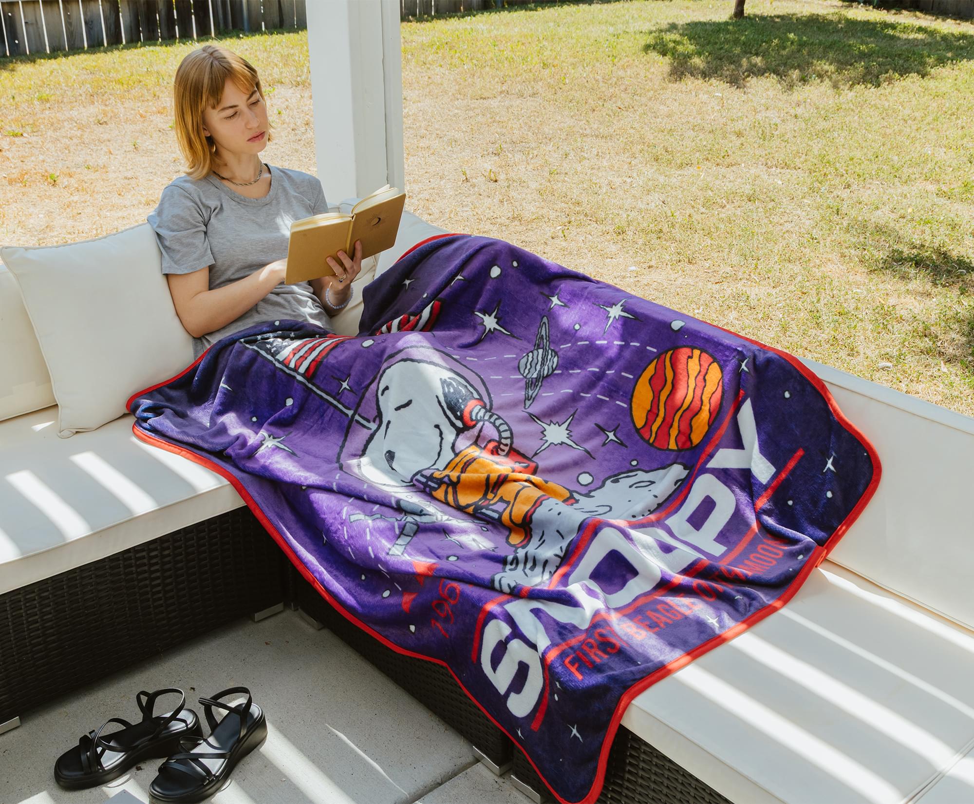 Peanuts Snoopy "First Beagle On The Moon" Fleece Throw Blanket | 45 x 60 Inches - Image 4