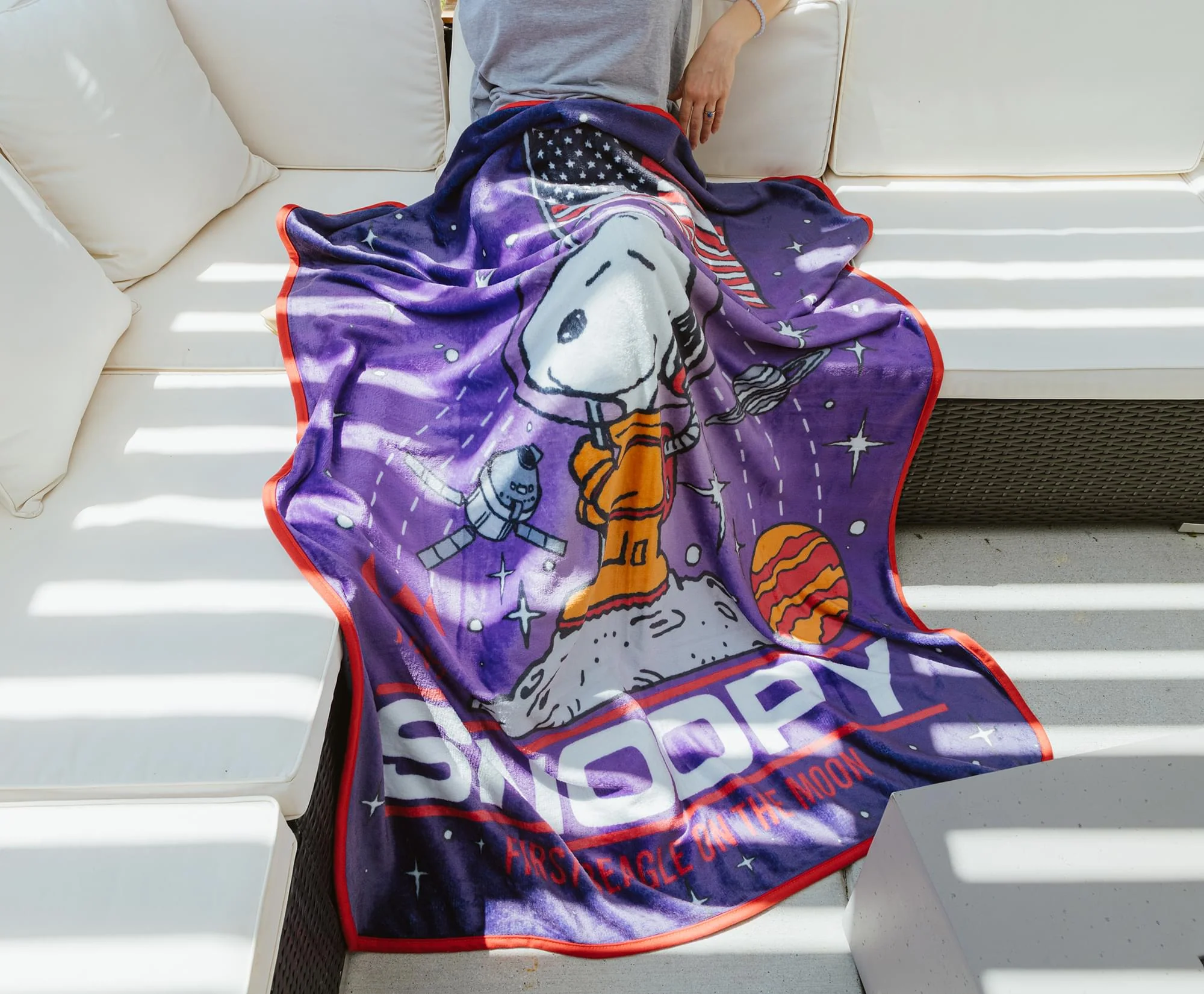 Peanuts Snoopy "First Beagle On The Moon" Fleece Throw Blanket | 45 x 60 Inches - Image 5