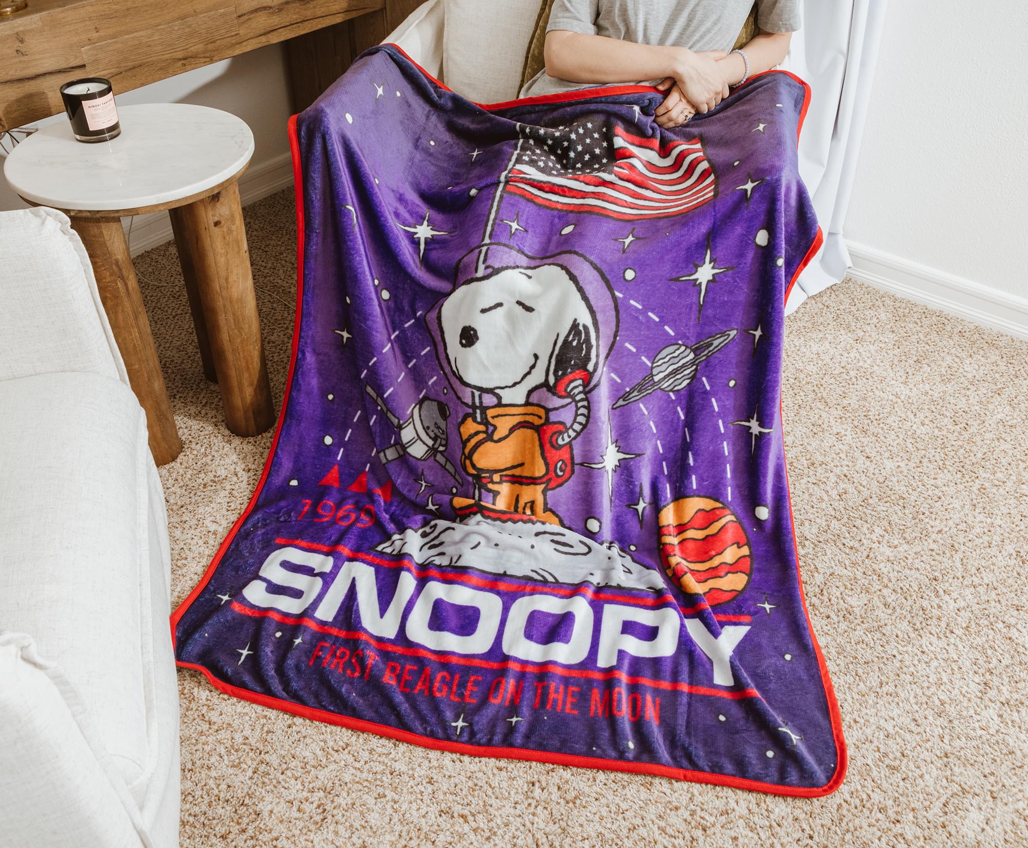 Peanuts Snoopy "First Beagle On The Moon" Fleece Throw Blanket | 45 x 60 Inches - Image 8