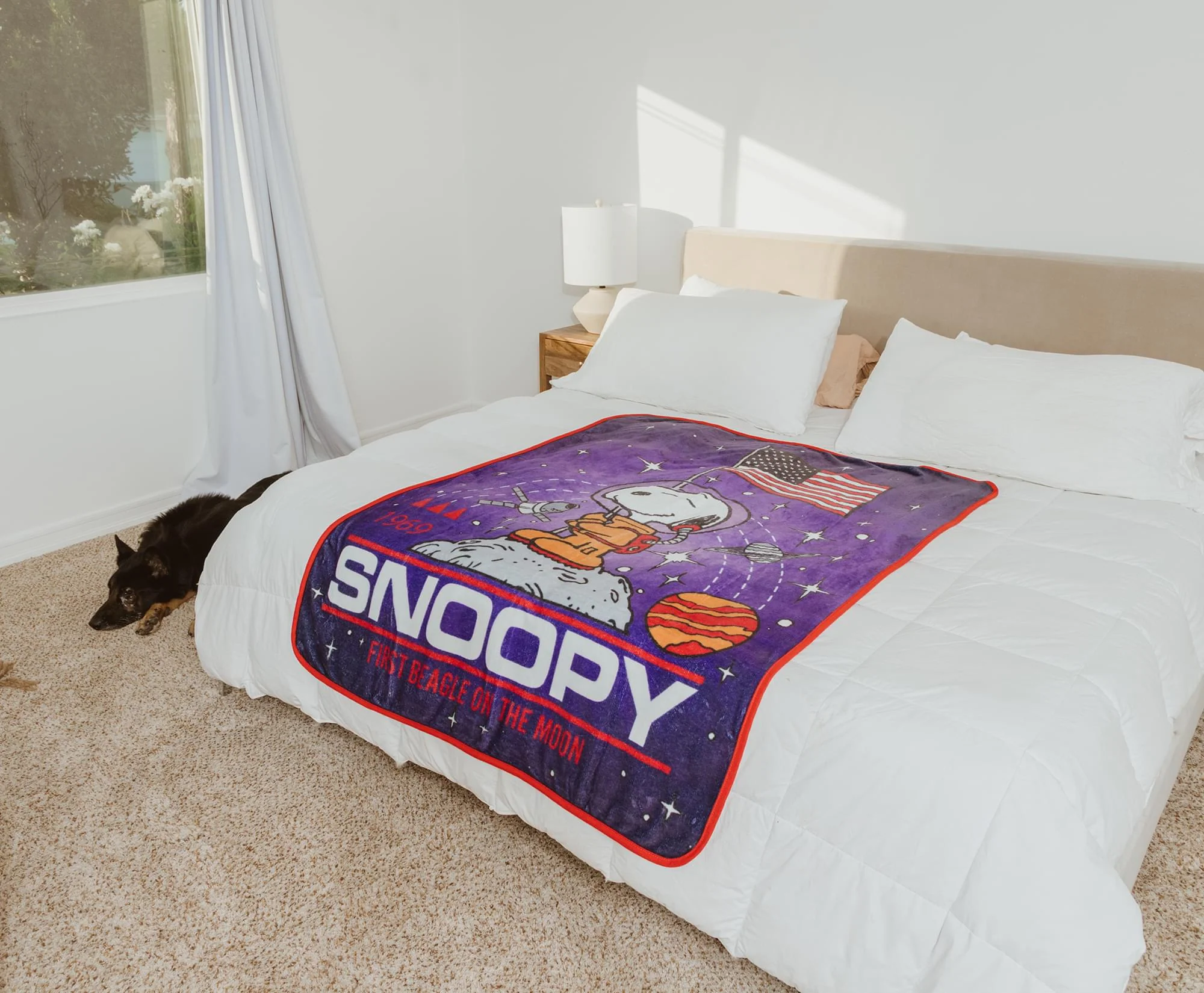 Peanuts Snoopy "First Beagle On The Moon" Fleece Throw Blanket | 45 x 60 Inches - Image 9