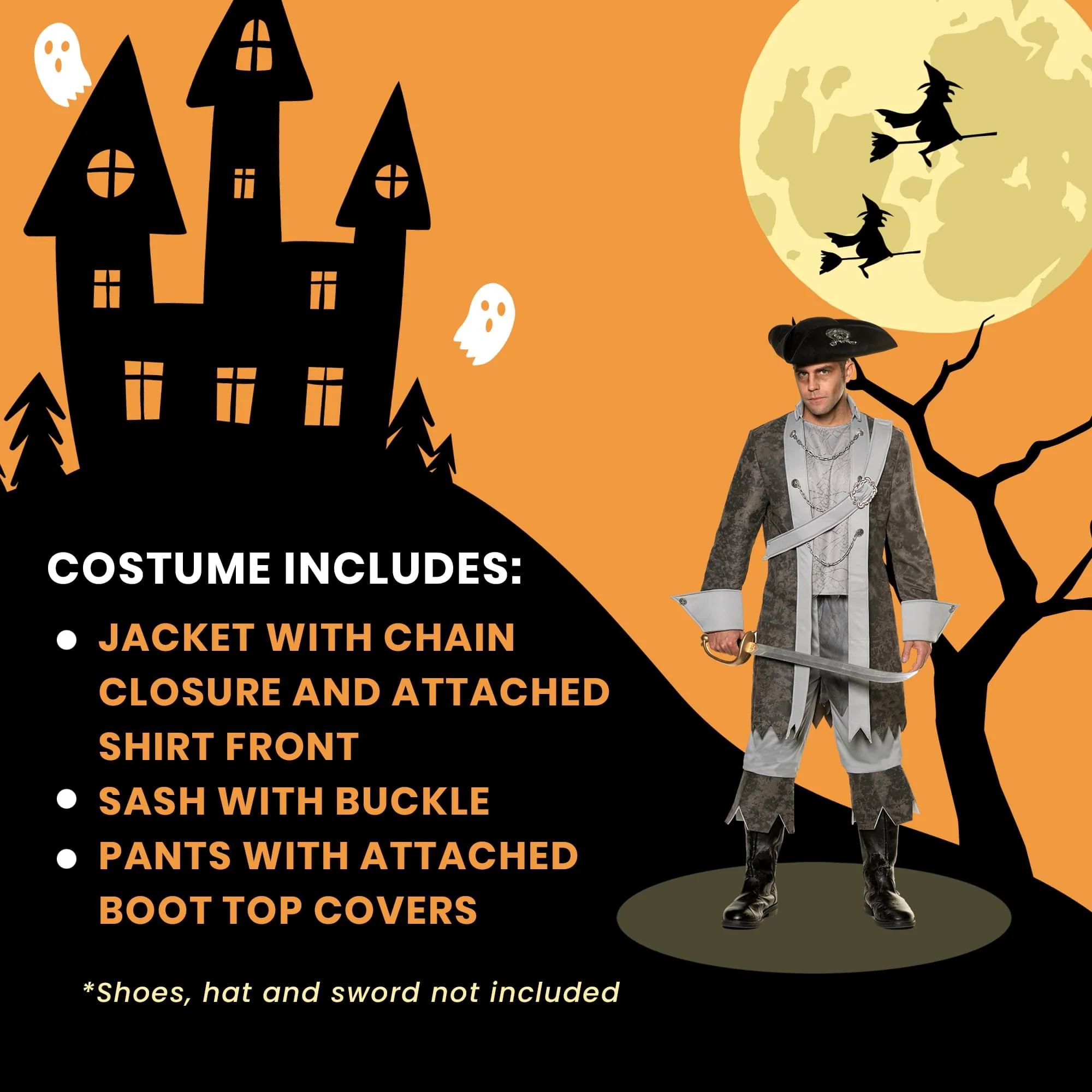 Phantom Ghost Pirate Adult Costume - Image 4