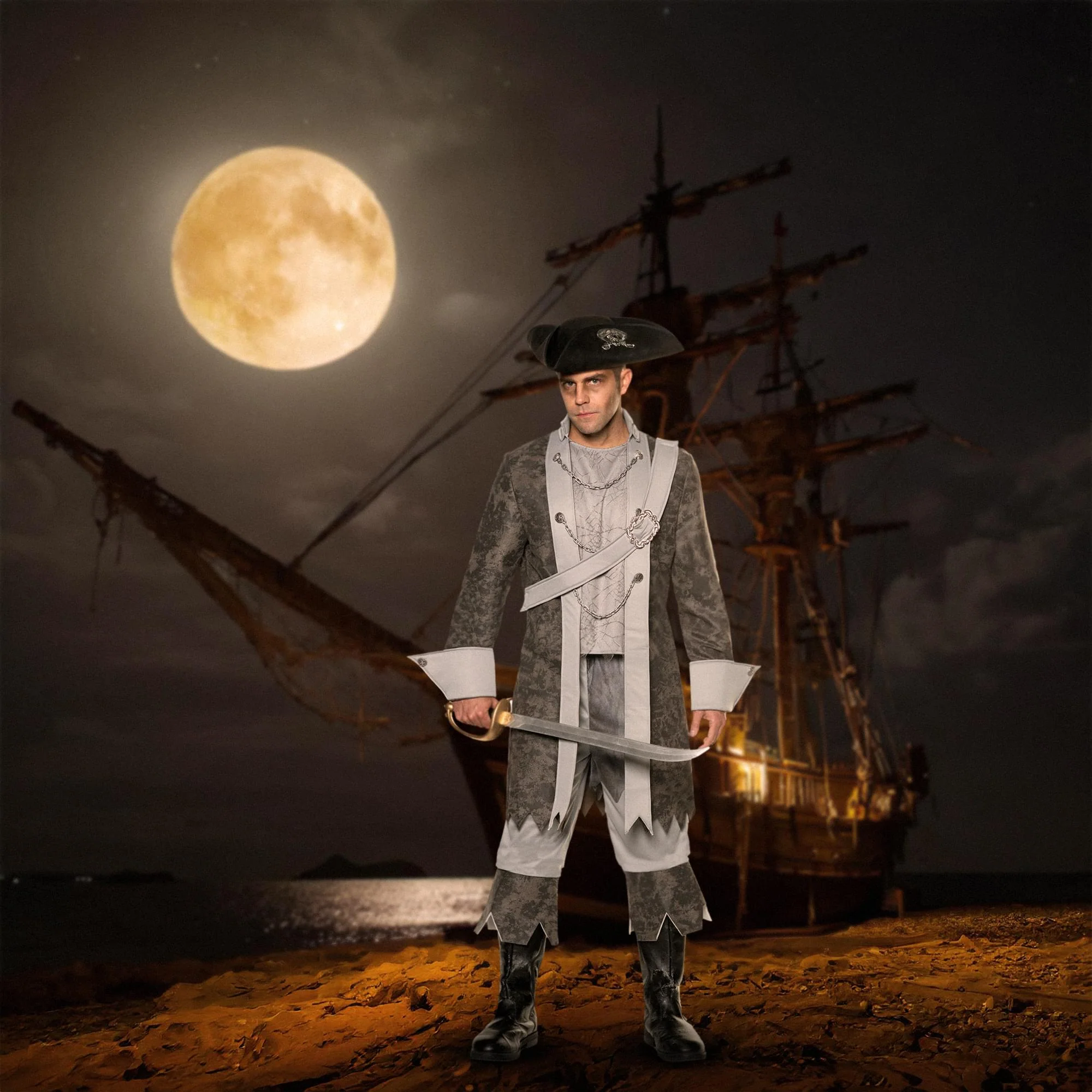 Phantom Ghost Pirate Adult Costume - Image 9
