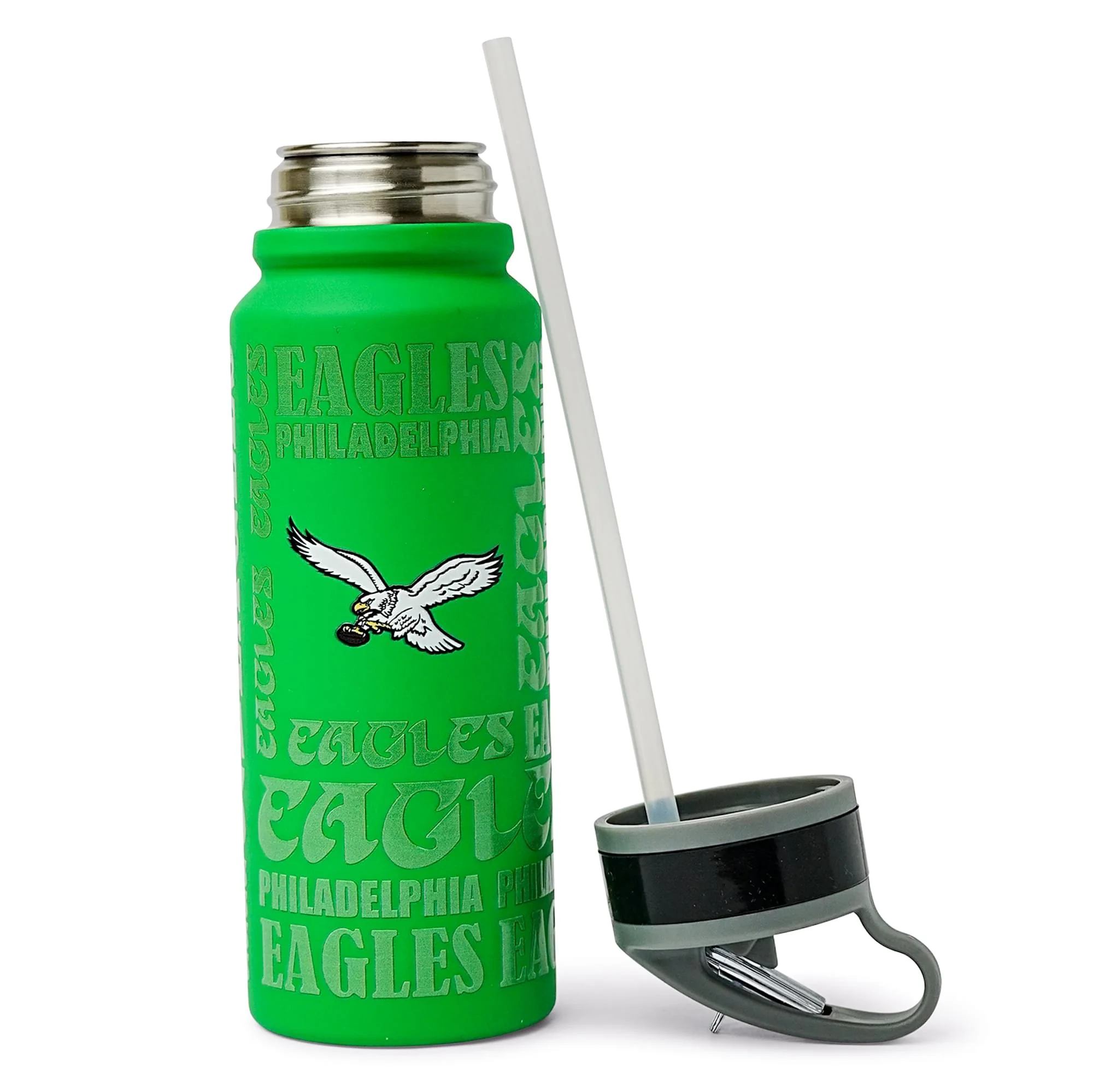 Philadelphia Eagles Replay 25-Ounce Stainless Steel Flip-Top NFL Water Bottle - Image 5