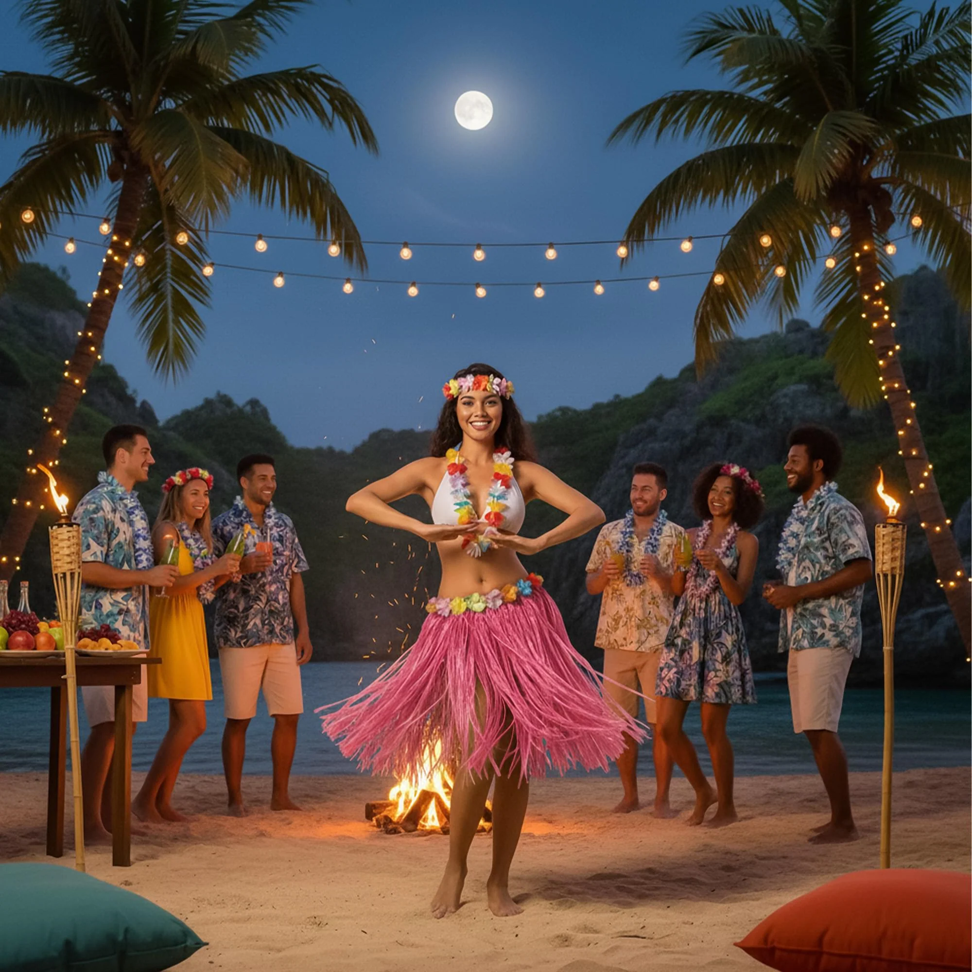 Pink Hawaiian Skirt Costume Accessory - Image 4