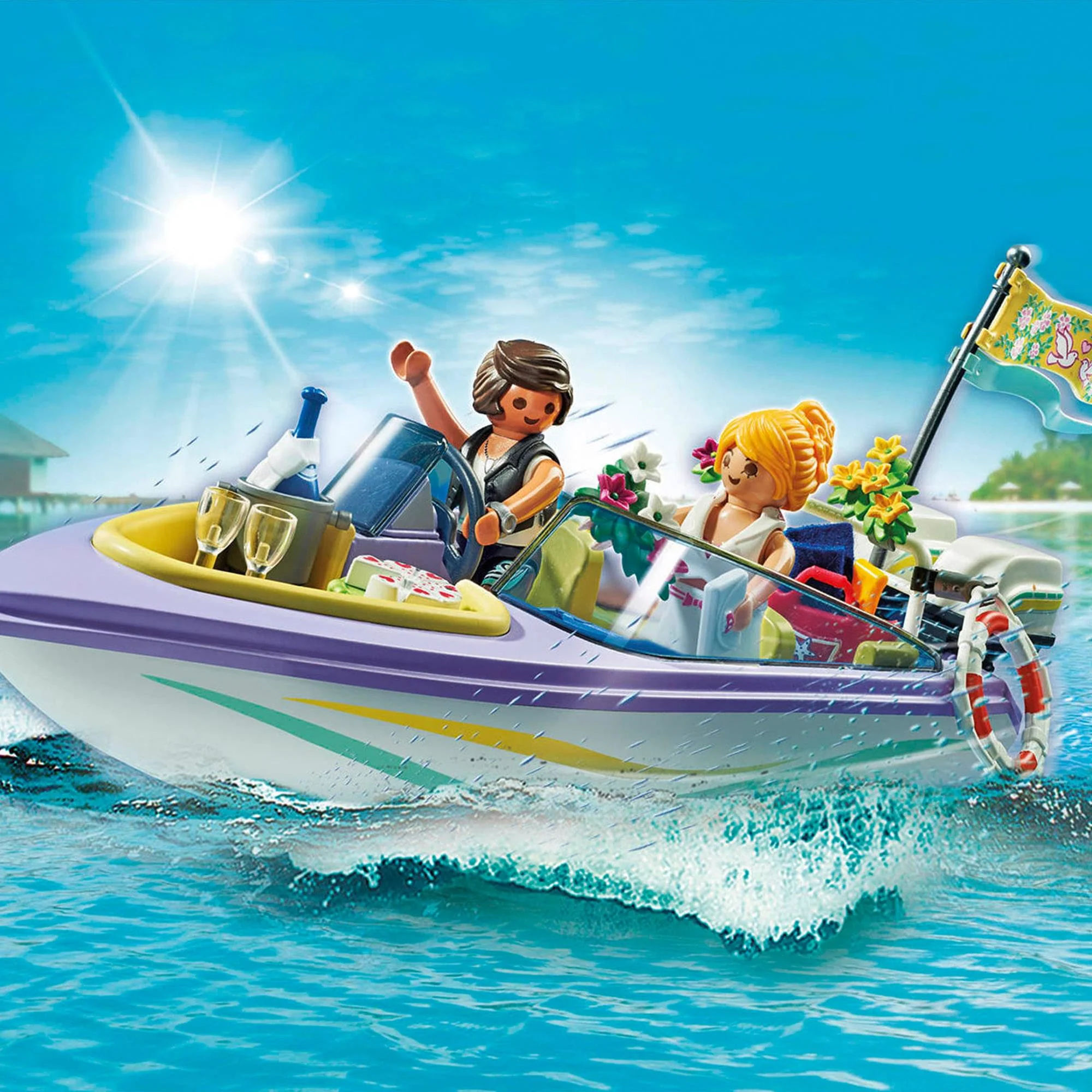 Playmobil 71366 Honeymoon Speedboat Trip 68 Piece Building Set - Image 4
