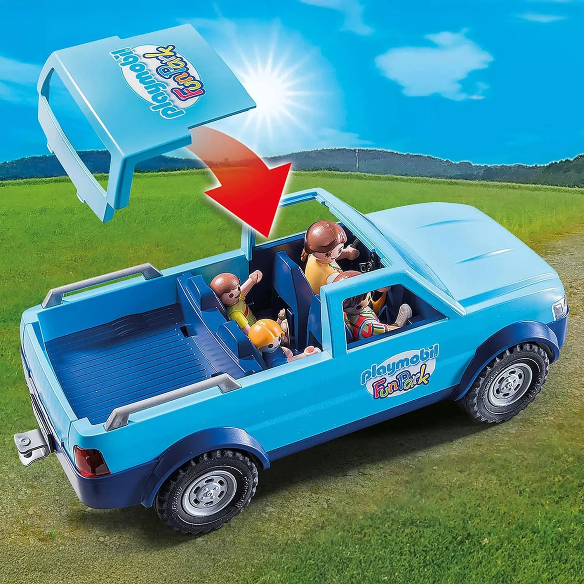 Playmobil 9502 Family Fun FunPark Pick-Up With Trailer Building Set - Image 5