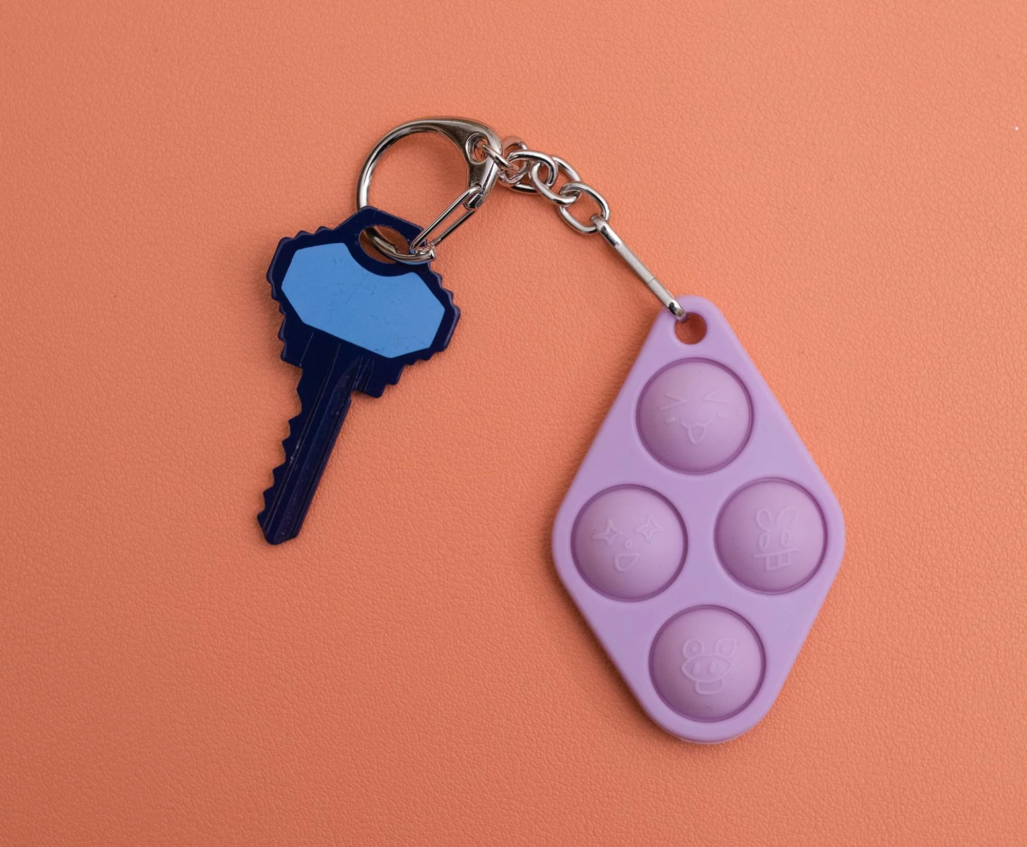 Pop Fidget Toy Purple 4-Button Silicone Keychain Accessory - Image 6