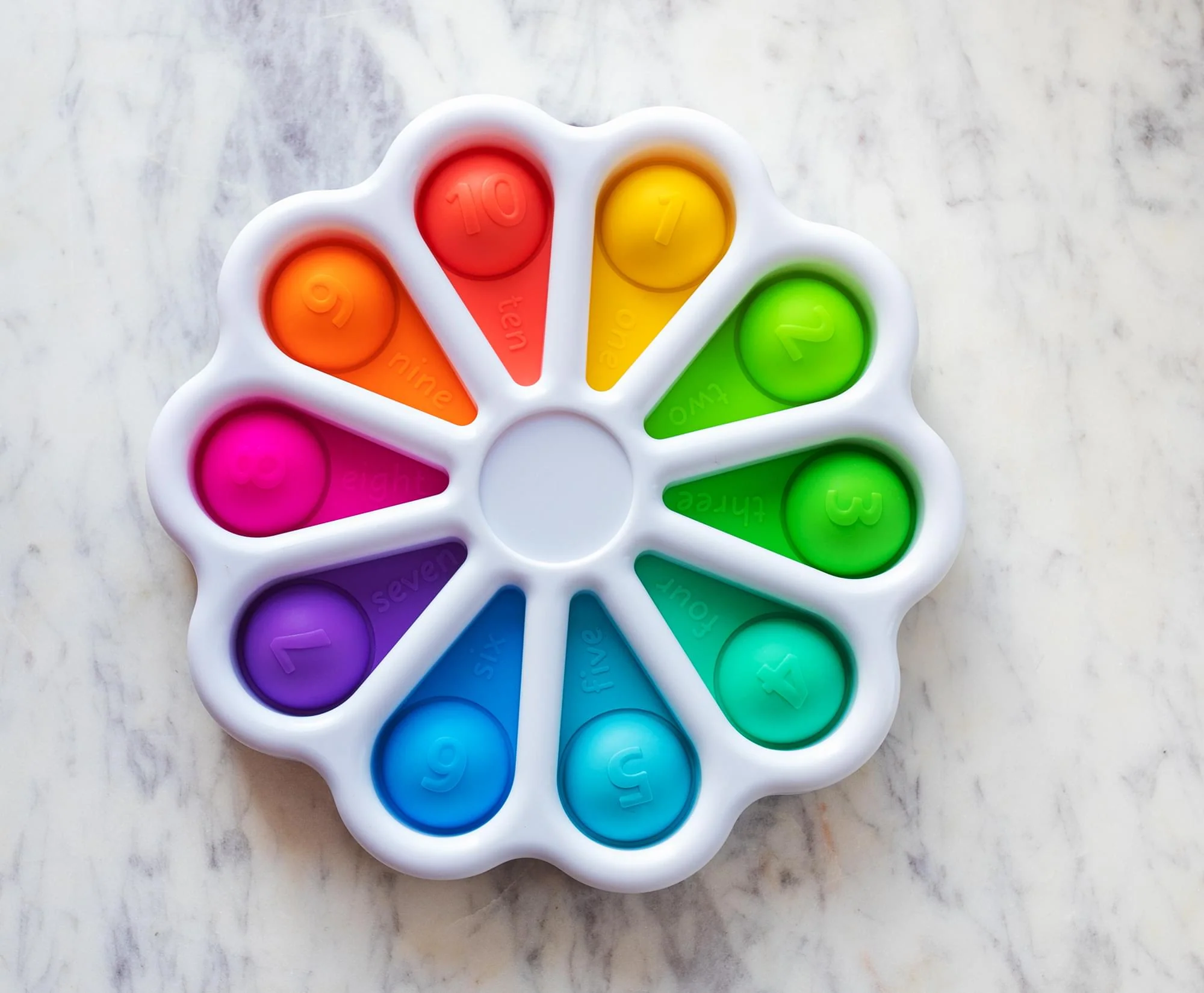 Pop Fidget Toy 10-Button Rainbow Numbers Silicone Bubble Popping Game - Image 2