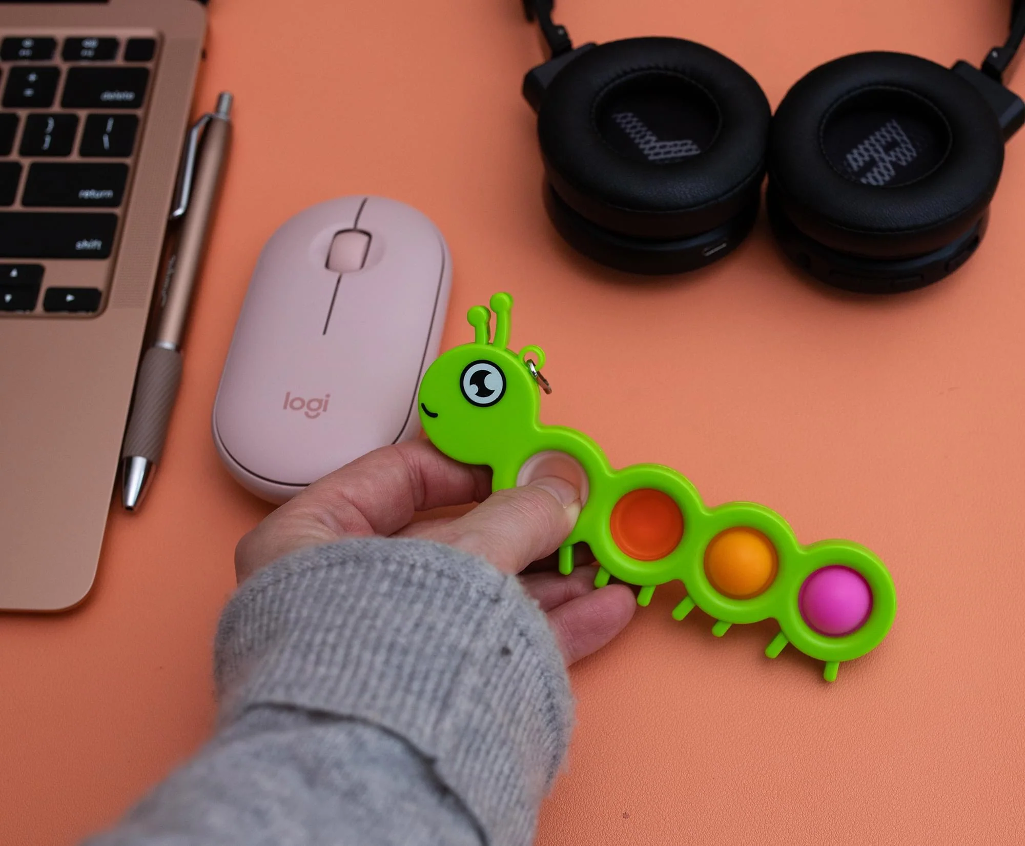 Pop Fidget Toy Green Caterpillar 4-Button Bubble Popping Game - Image 6