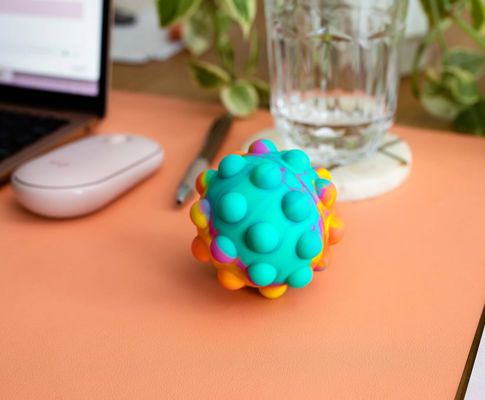 Pop Fidget Toy Pressure Relief Silicone Bubble Popping Game Ball | Rainbow - Image 3
