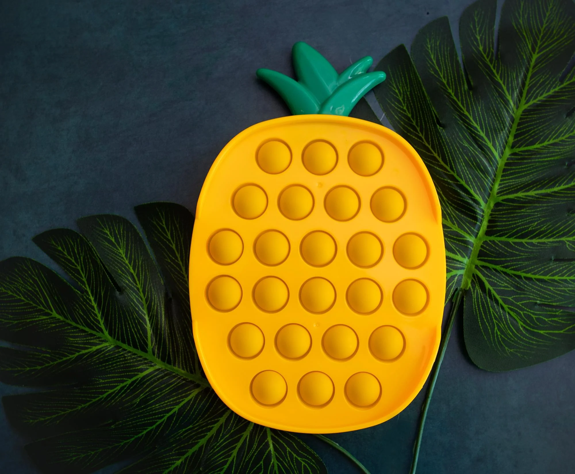 Pop Fidget Toy 24-Button Yellow Pineapple Silicone Bubble Popping Game - Image 3