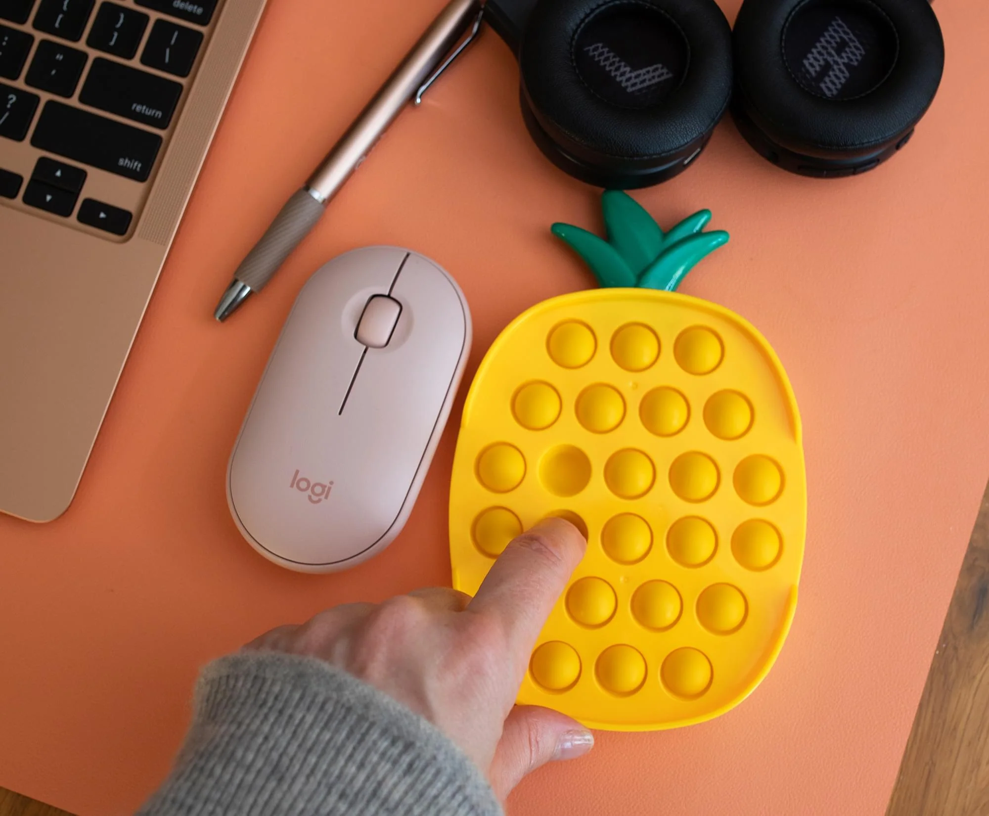 Pop Fidget Toy 24-Button Yellow Pineapple Silicone Bubble Popping Game - Image 4