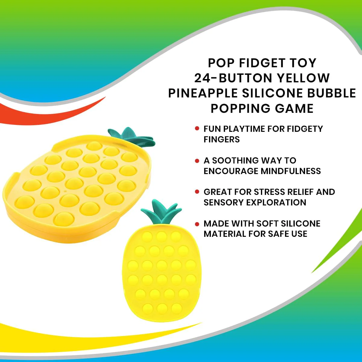 Pop Fidget Toy 24-Button Yellow Pineapple Silicone Bubble Popping Game - Image 7