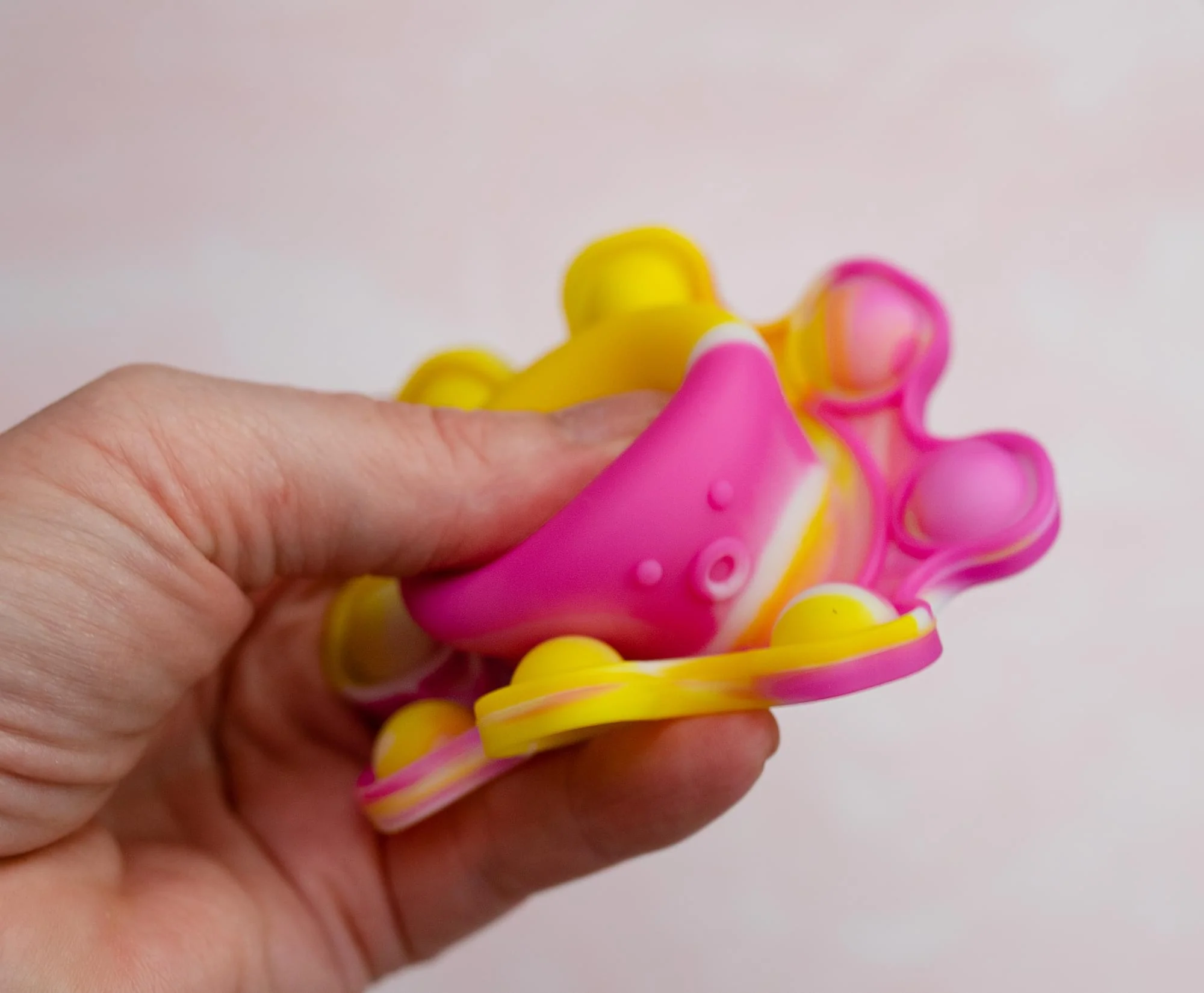 Pop Fidget Toy Yellow & Pink Octopus 8-Button Silicone Bubble Popping Game - Image 4