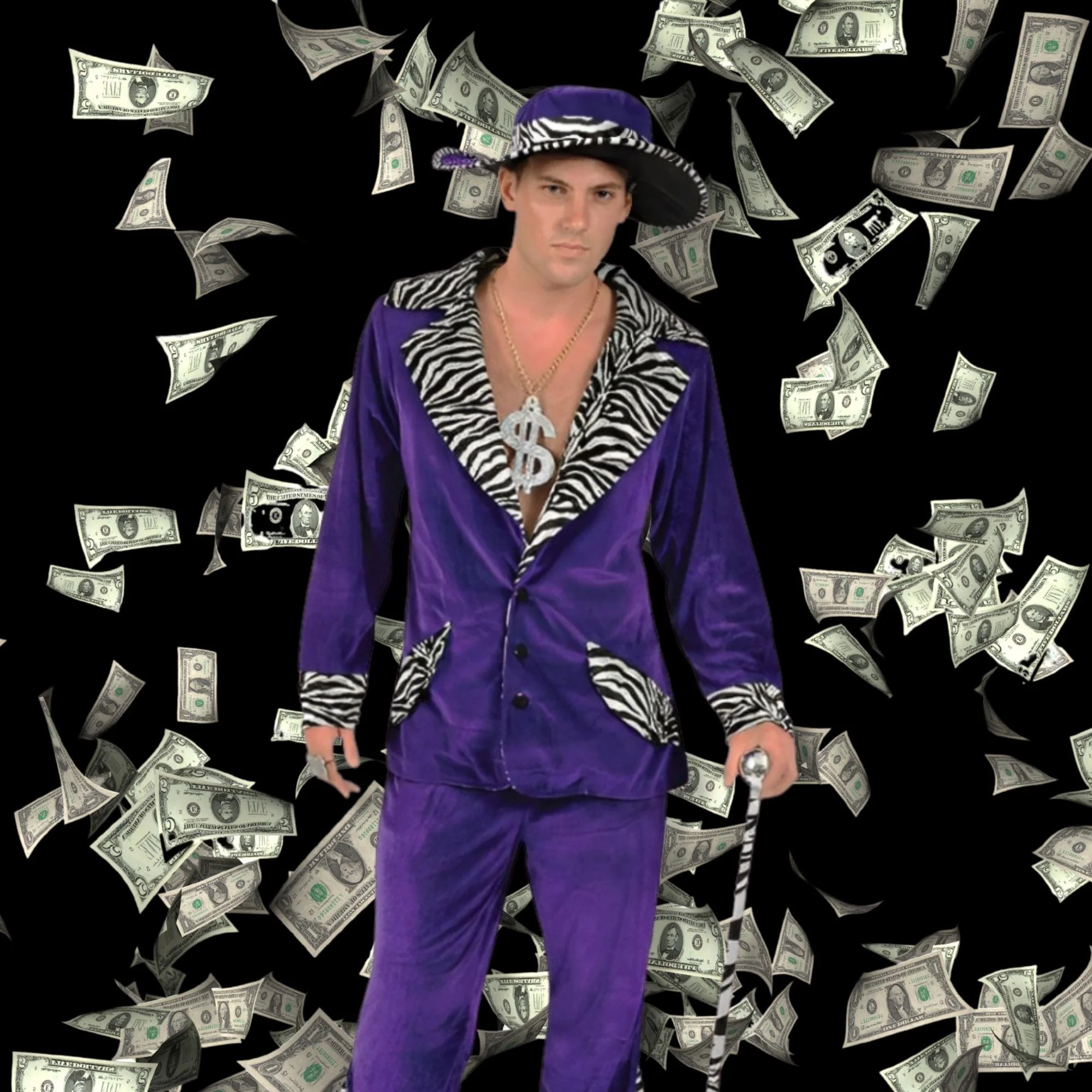 Adult Purple Pimp Costume and Hat - Image 26