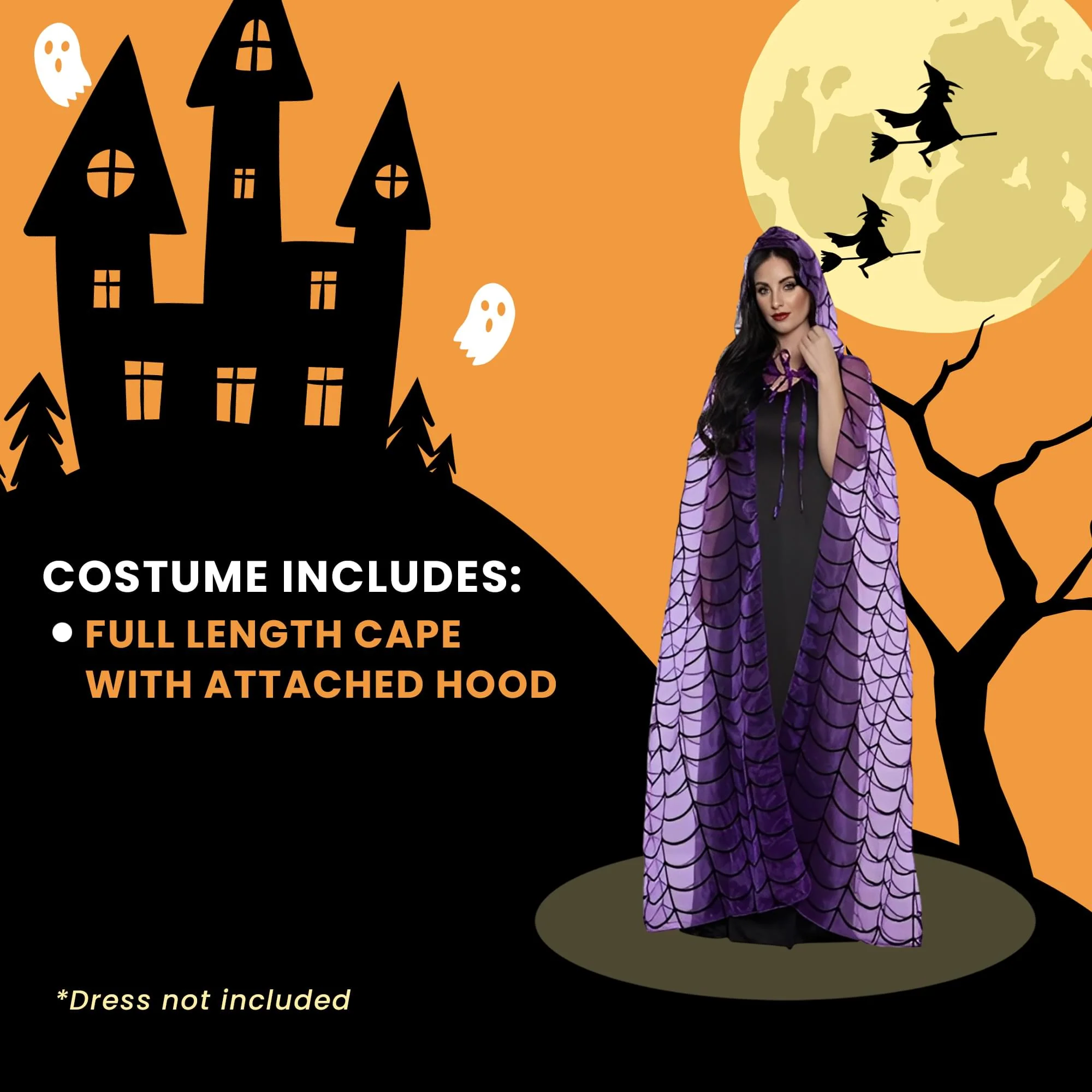 Purple Spider Adult Hooded Costume Cape | Standard - Image 4