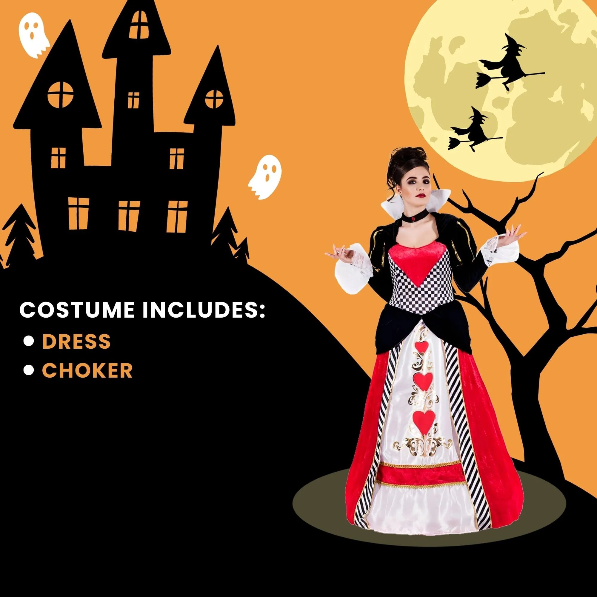 Queen Of Hearts Long Adult Costume Dress - Image 11