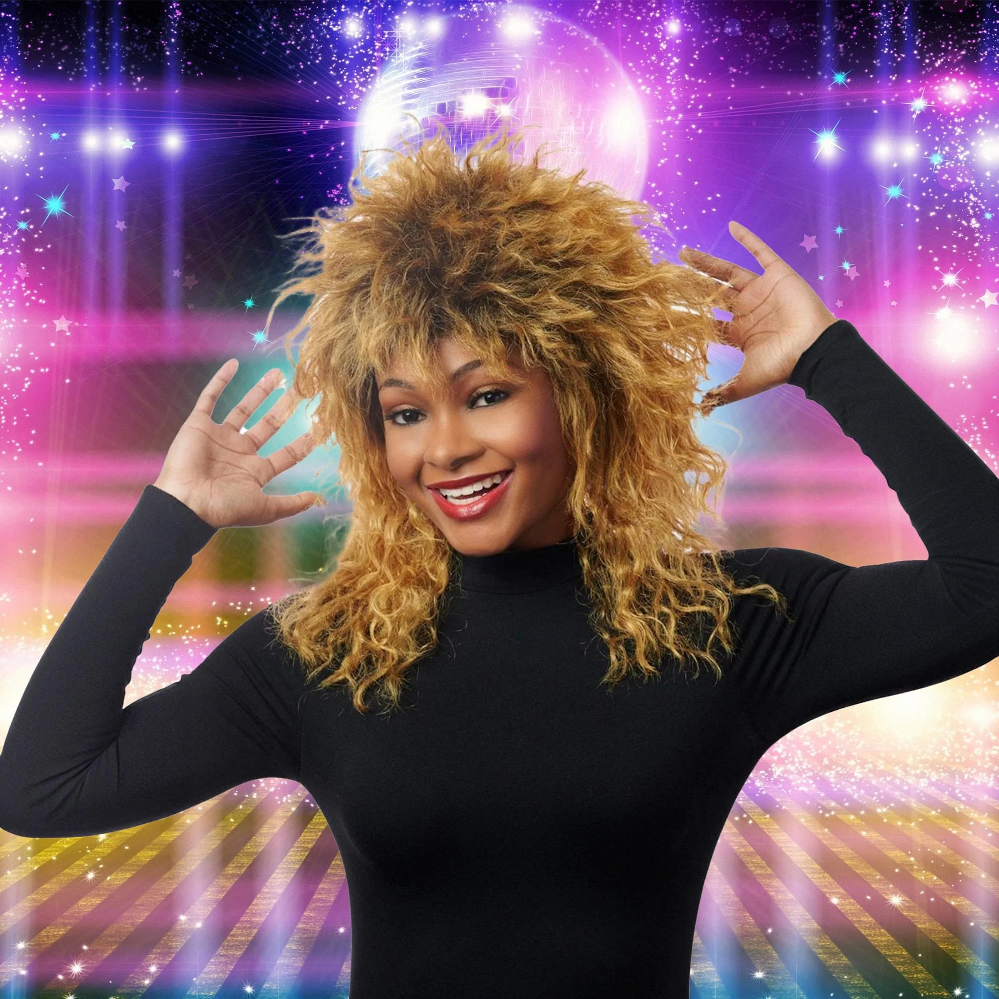 Queen Of Rock Mixed Brown Adult Costume Wig - Image 2