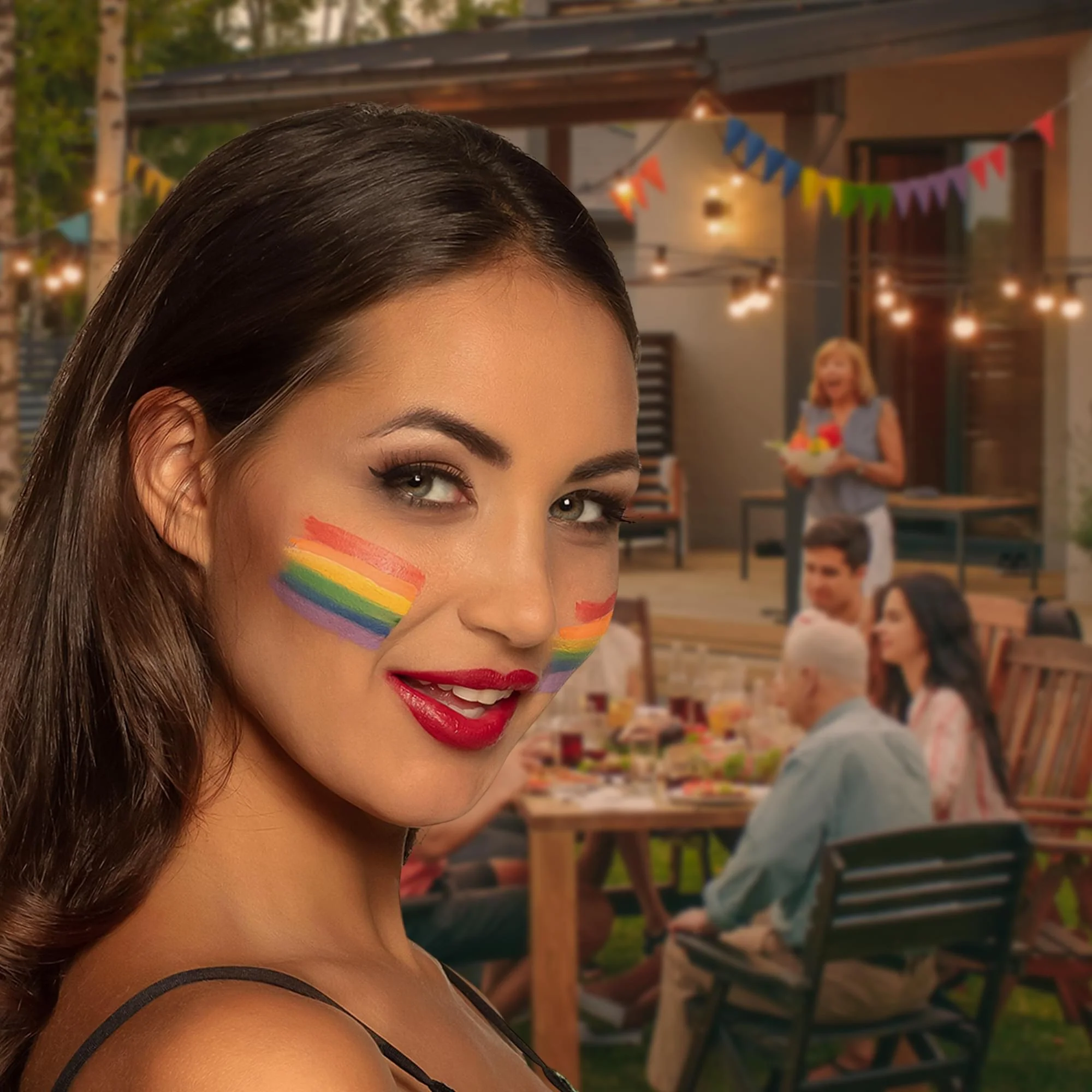 Rainbow Fanbrush Costume Face Paint - Image 5