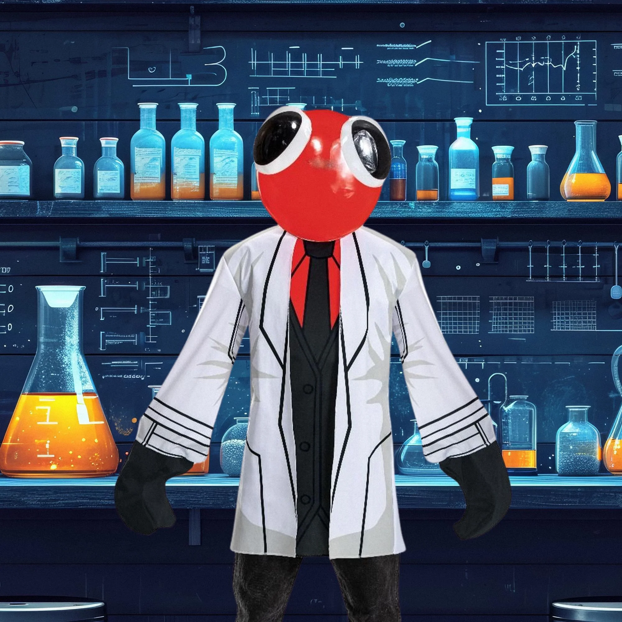 Rainbow Friends Scientist Red Adult Costume - Image 10